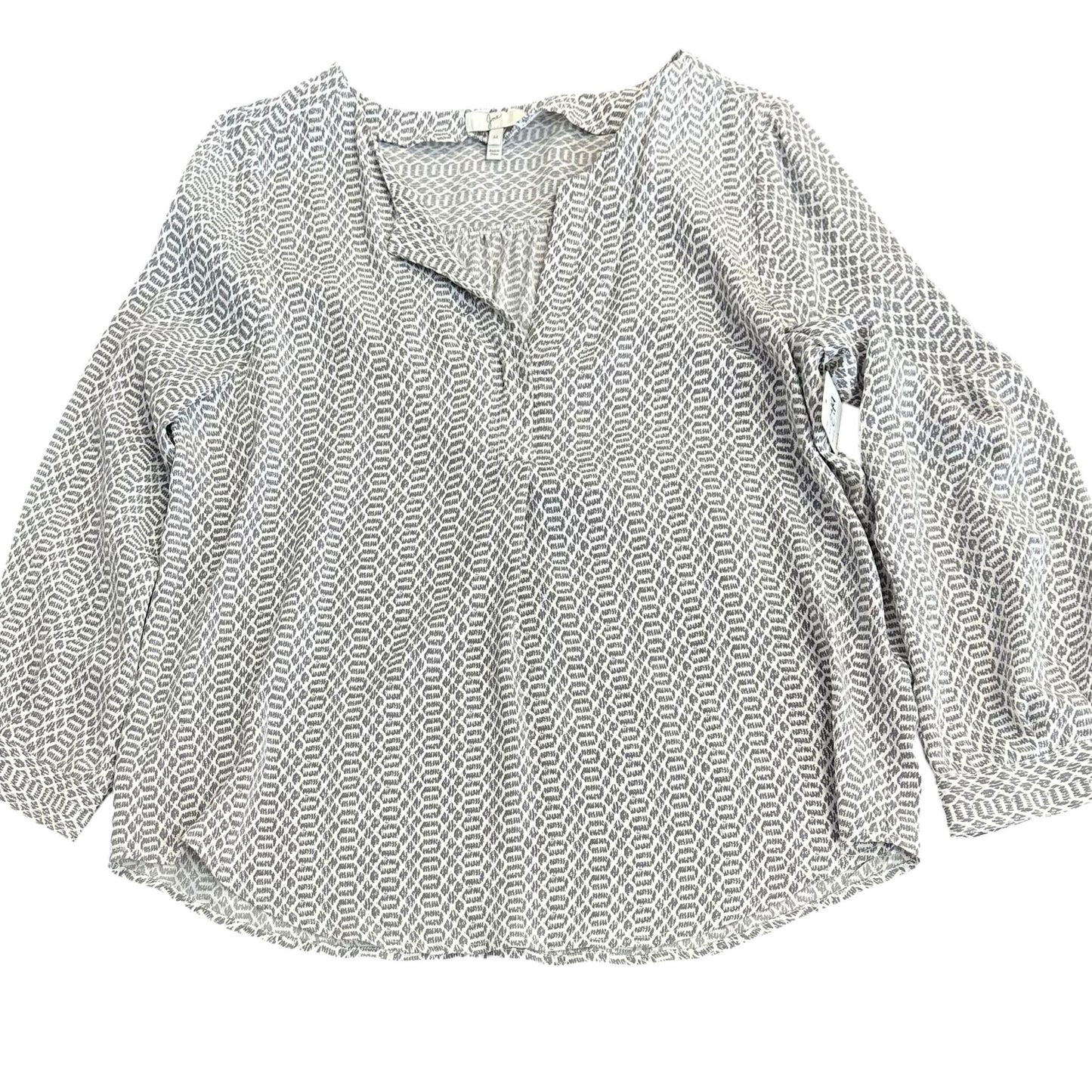 JOIE WHITE GRAY 100% SILK BUTTON UP BLOUSE 249 MEDIUM