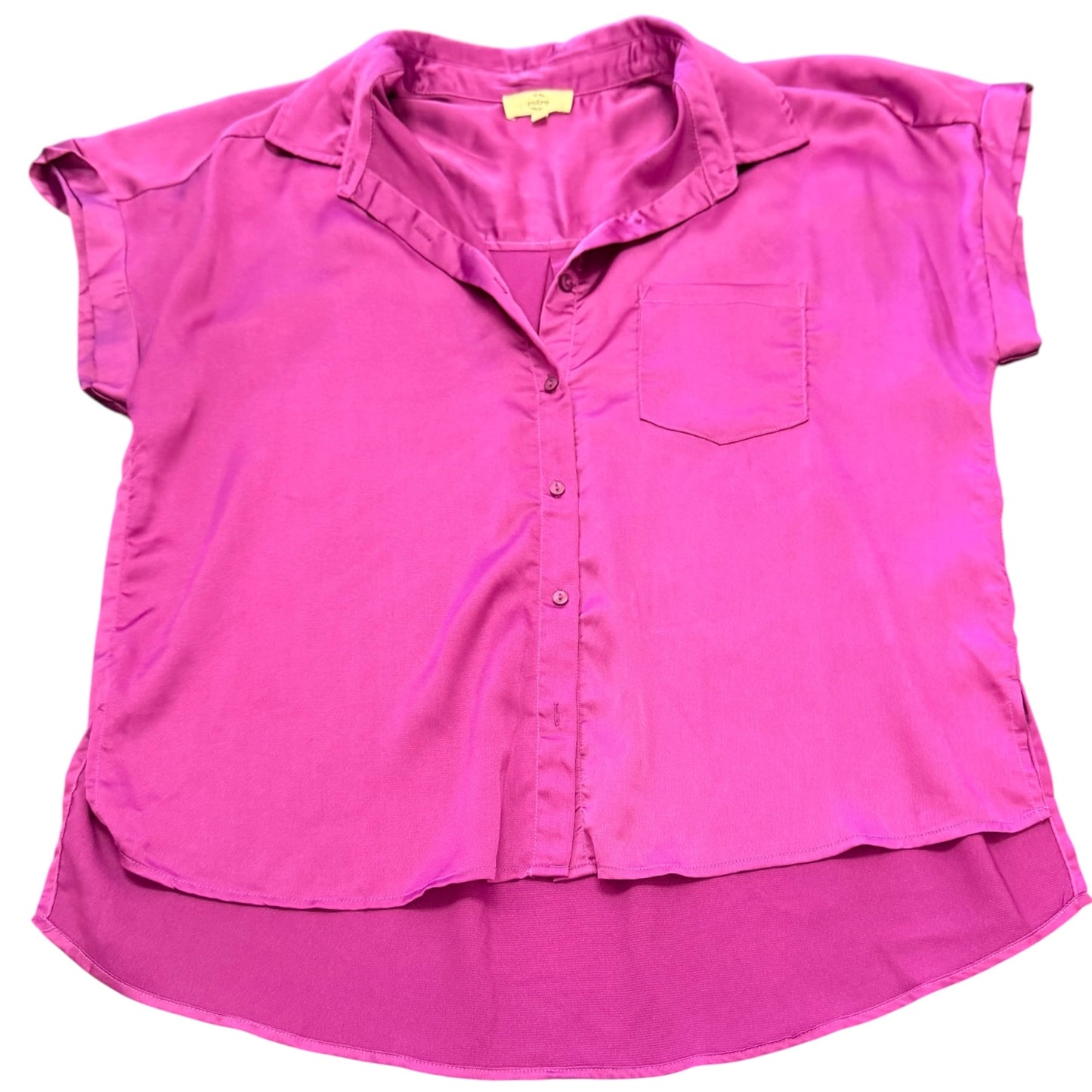 ENTRO PURPLE BUTTON UP SATIN BLOUSE 100 MEDIUM