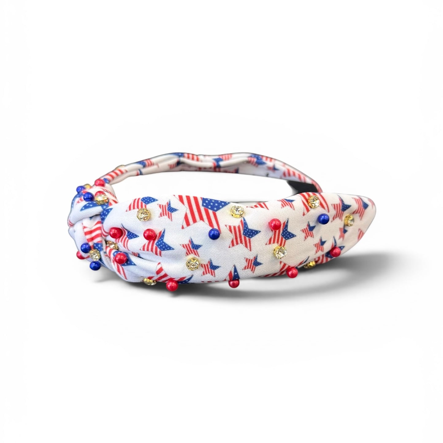 WHITE USA STAR HEADBAND EMBELLISHED NEW