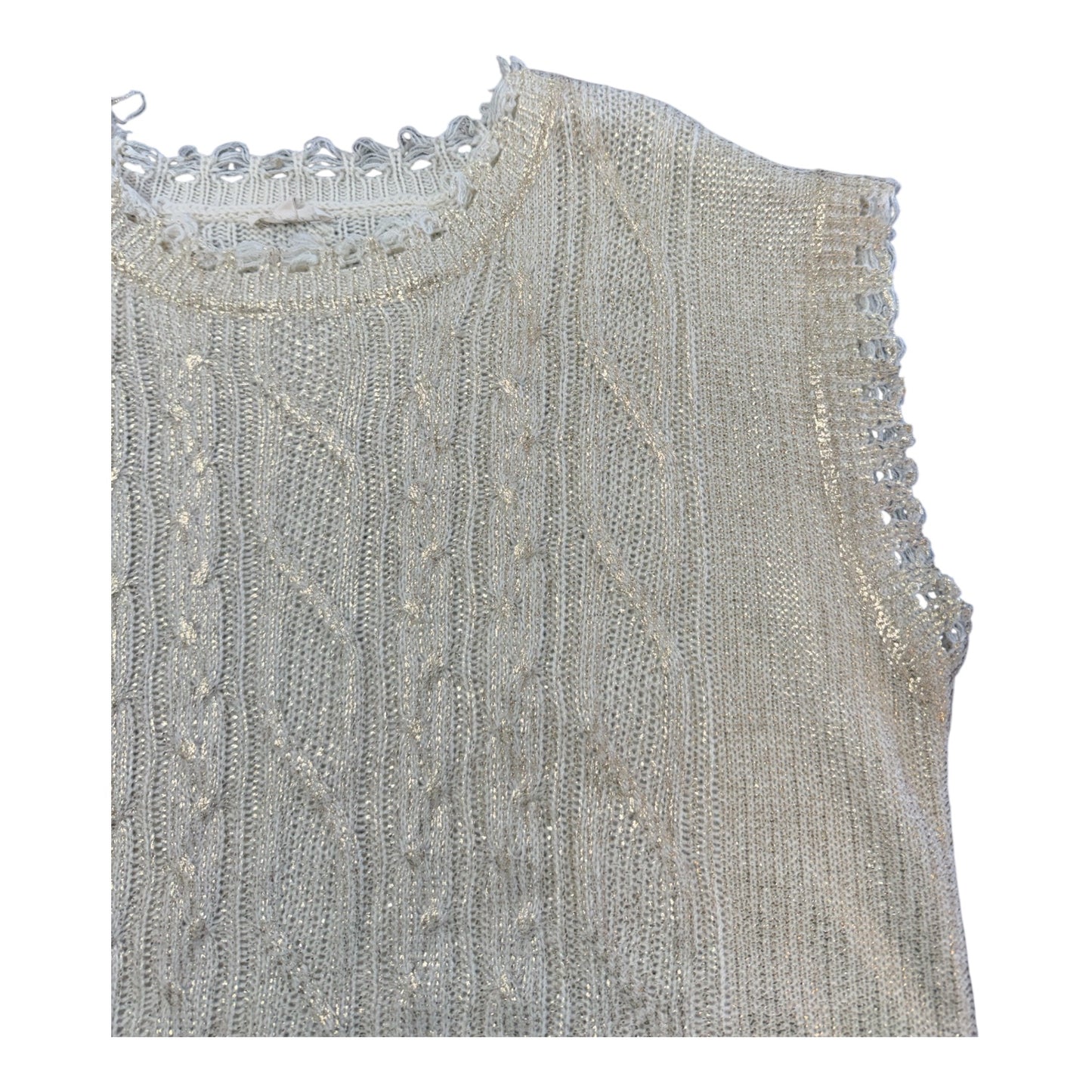 ENTRO GOLD METALLIC CABLE KNIT SWEATER VEST 100 LARGE