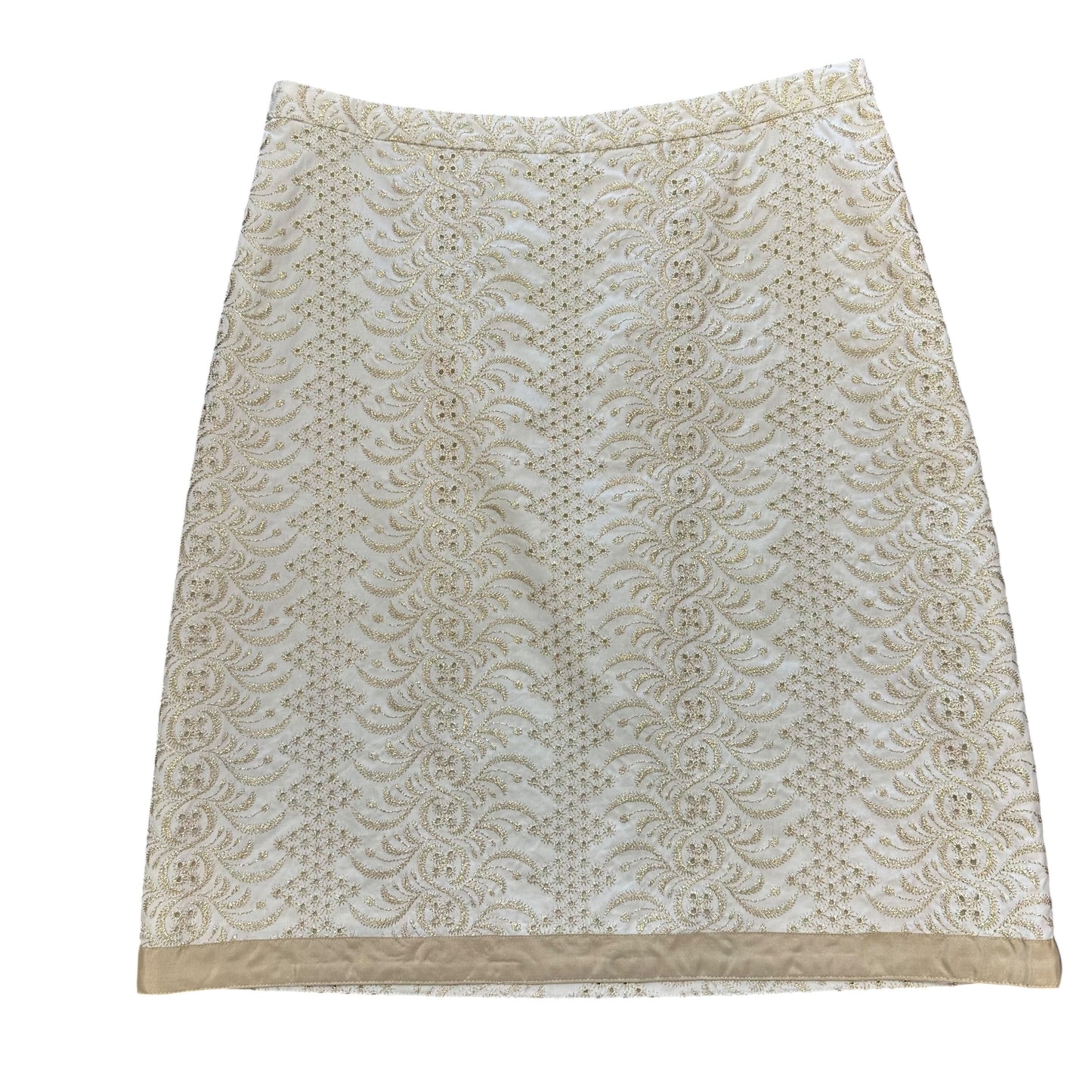 BANANA REPUBLIC BEIGE GOLD METALLIC PENCIL SKIRT 258 SZ 2