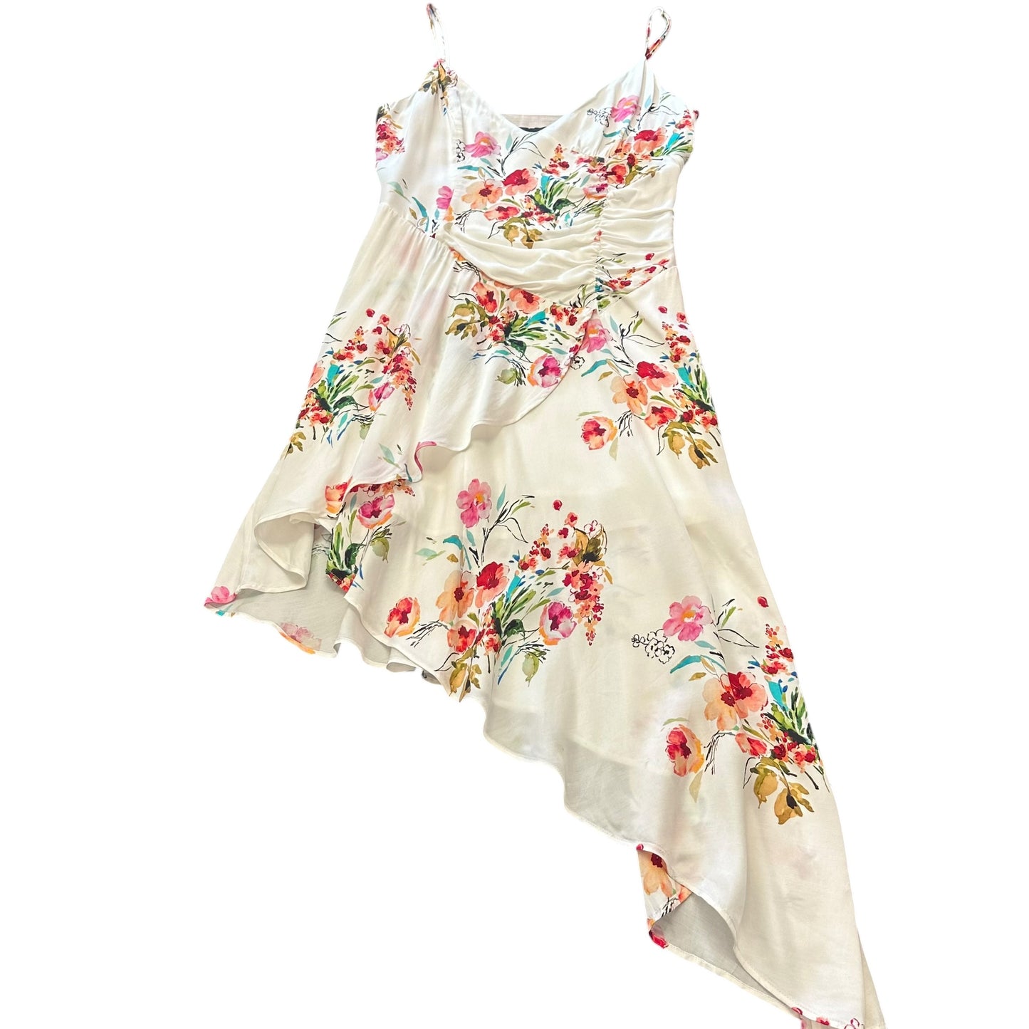 REVOLVE MAJORELLE WHITE FLORAL DRESS ASYMMETRICAL SMALL