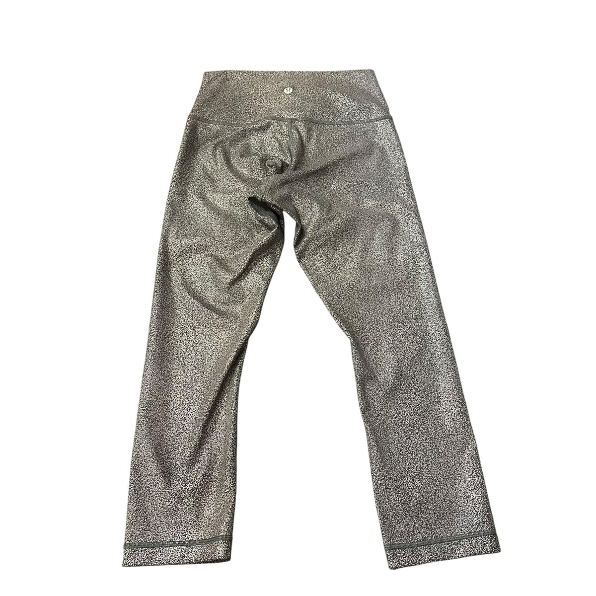 LULULEMON WUNDER UNDER CROP BLACK SILVER LEGGINGS 100 SZ 4