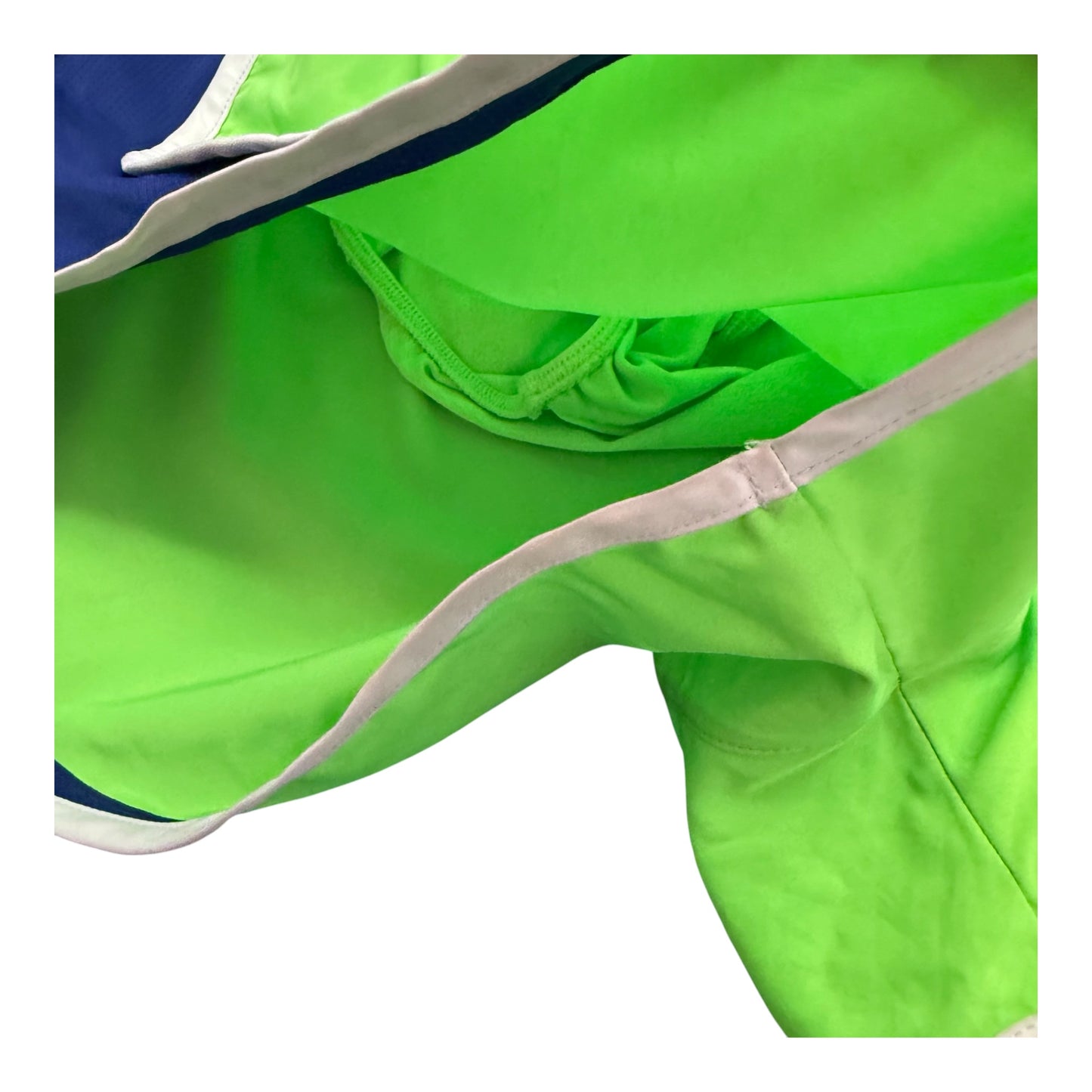 NIKE DRI FIT RUNNING SHORTS NEON GREEN BLUE 100 MEDIUM