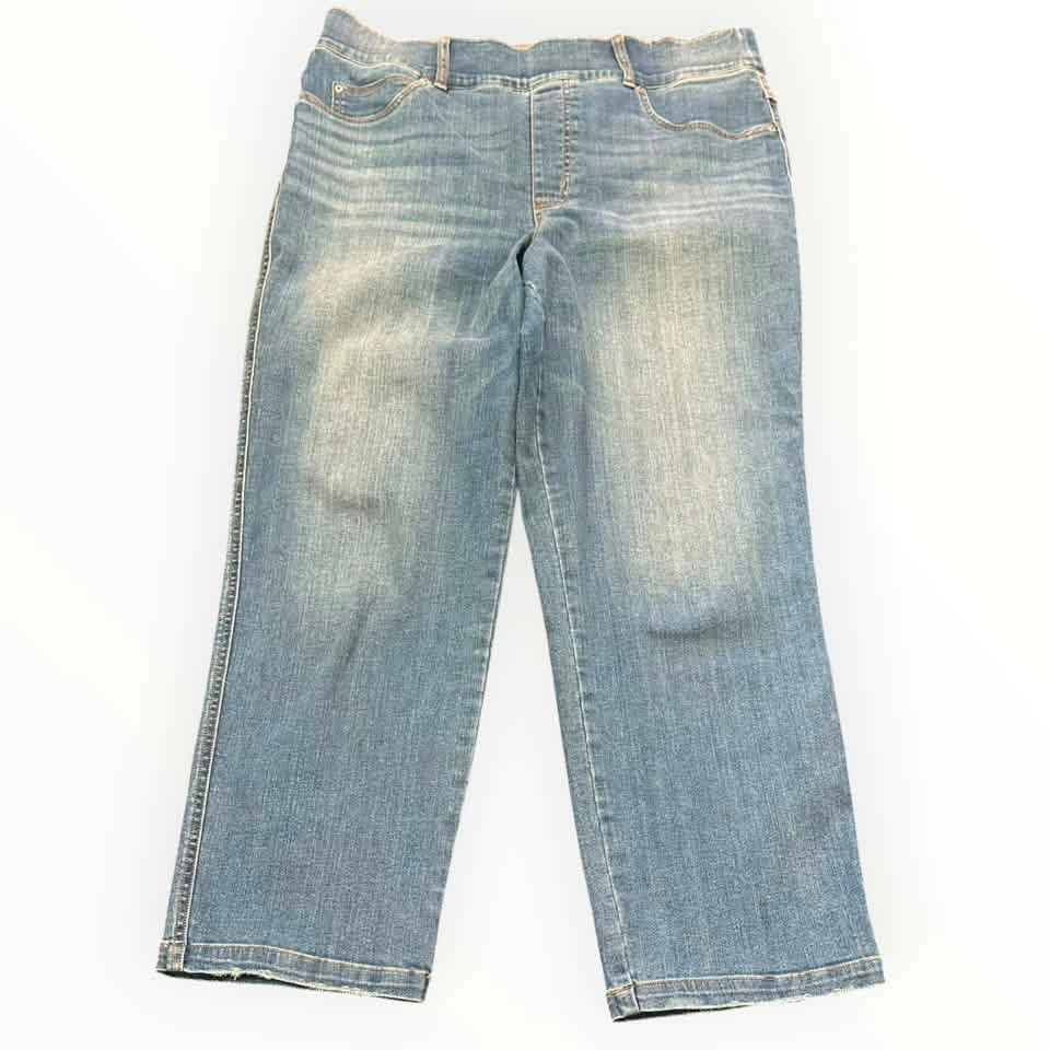 SPANX PULL ON BLUE DENIM JEANS 282 1X