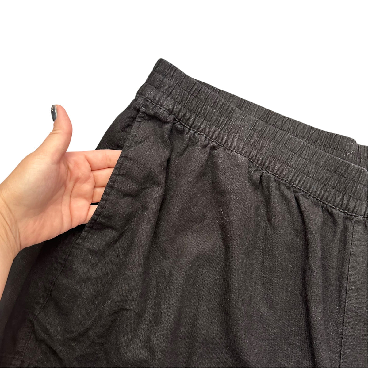 OLD NAVY BLACK LINEN BLEND SHORTS ELASTIC WAIST 100 2X