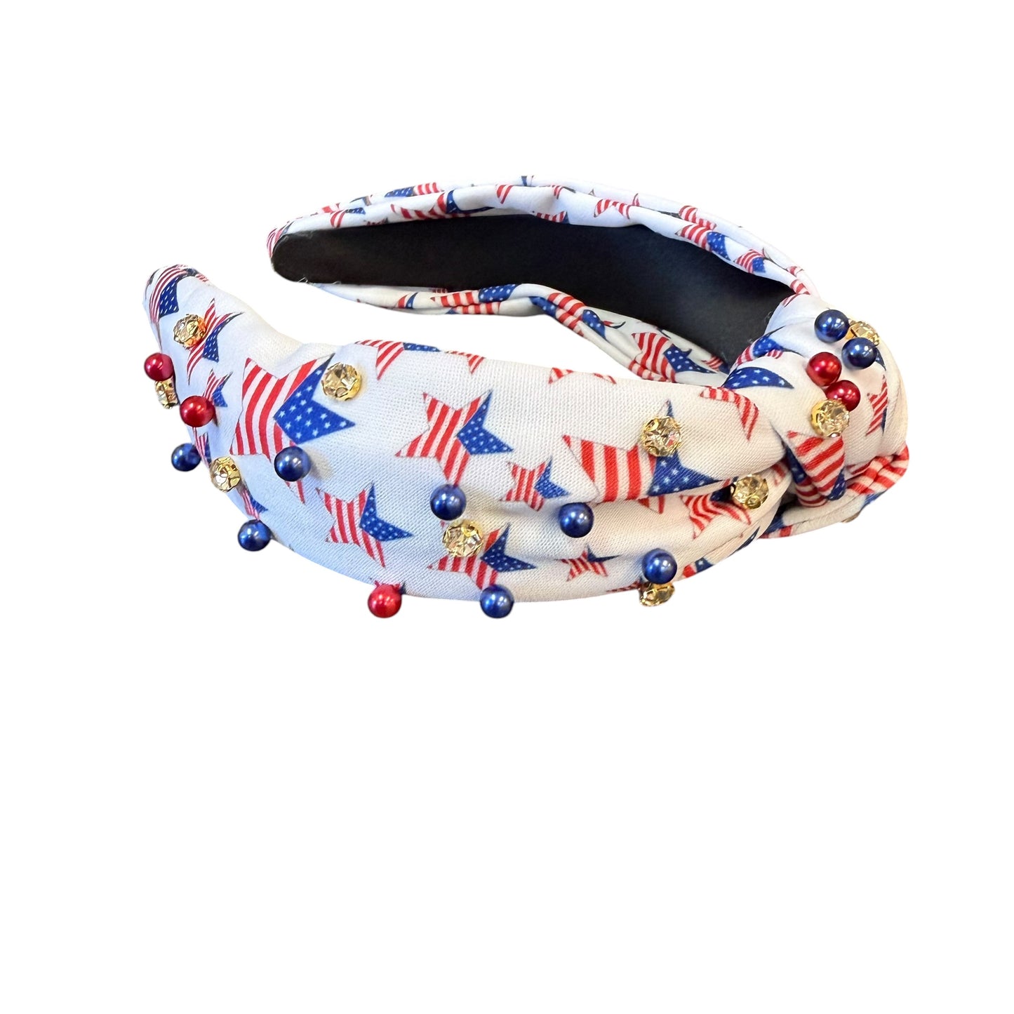 WHITE FLAG STAR HEADBAND EMBELLISHED NEW 100