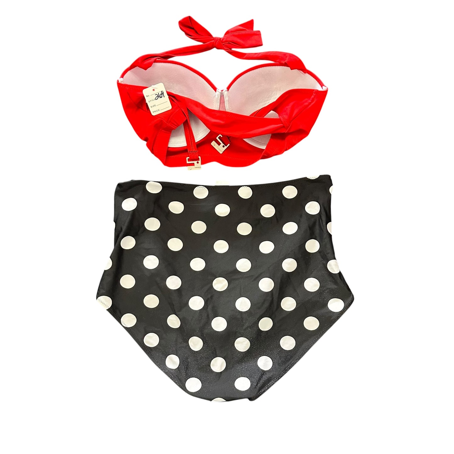 RED BLACK POLKA DOT HIGH WAISTED SWIMSUIT 2 PC 269 XXL