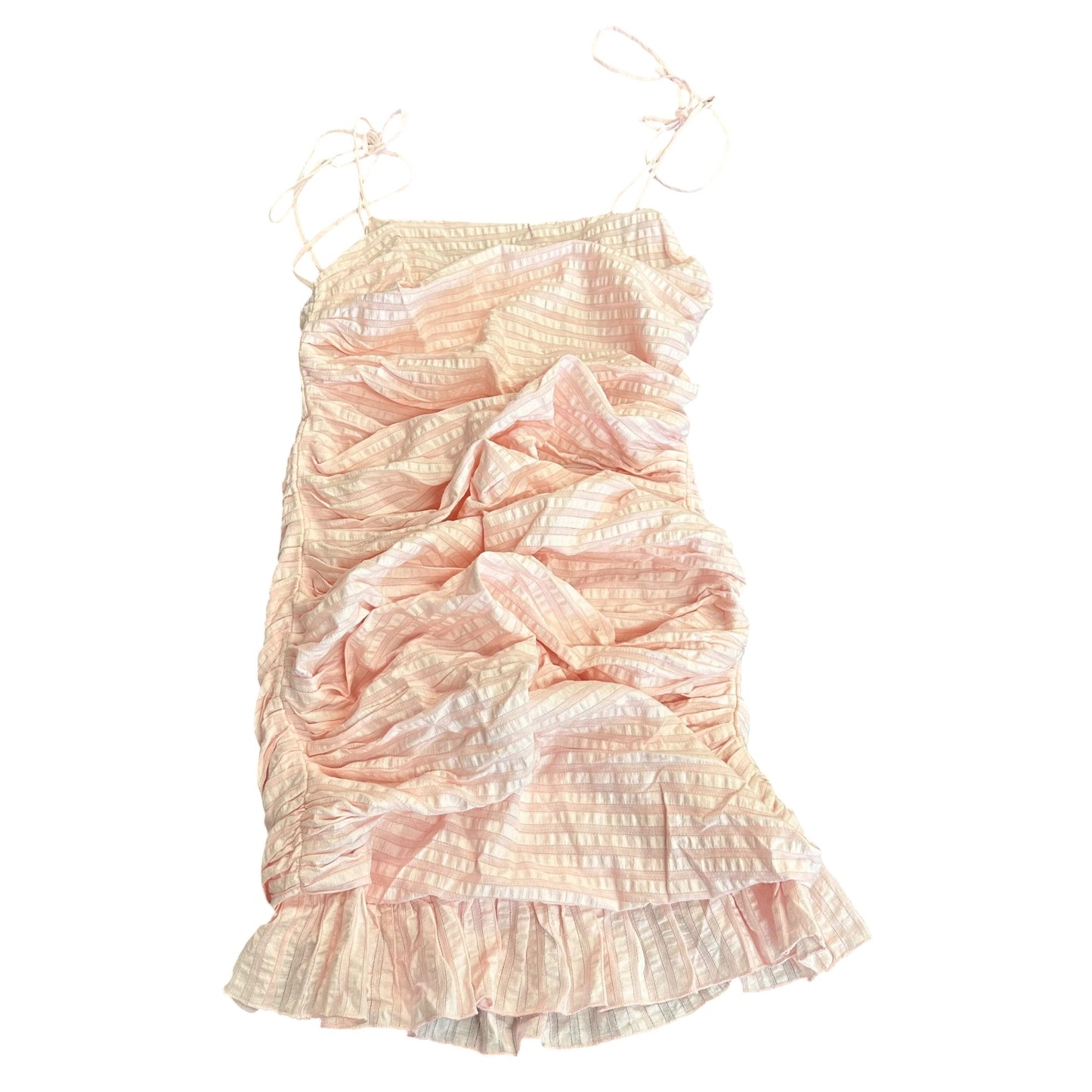 LOVERS + FRIENDS AMY RUCHED PINK DRESS 100 LARGE