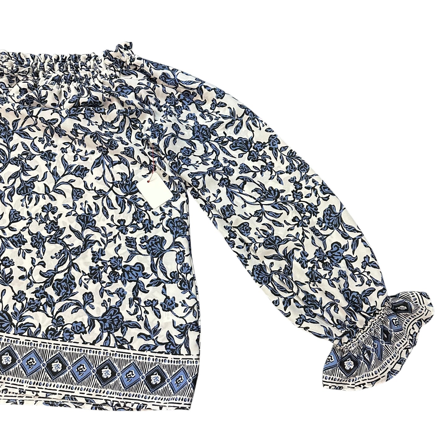 WHITE NAVY FLORAL OFF SHOULDER BLOUSE 225 MEDIUM