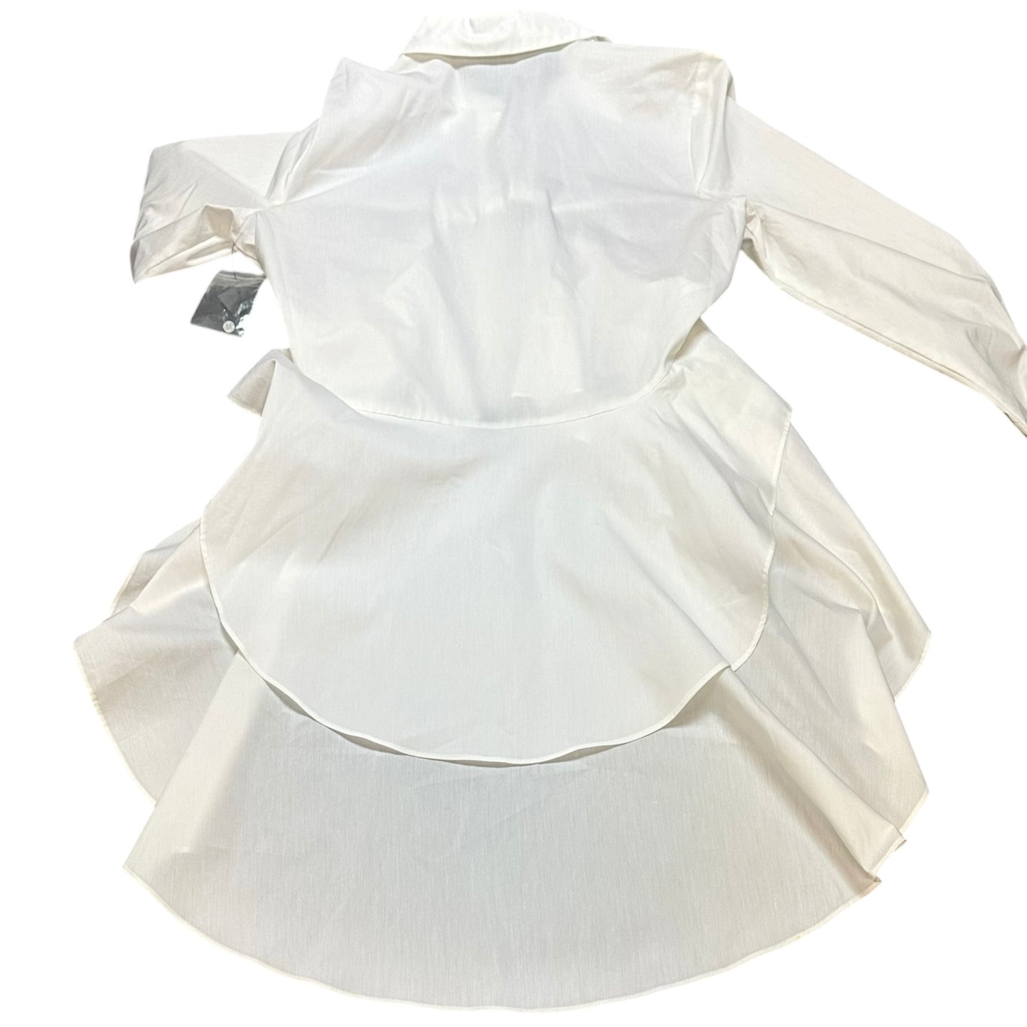 ANA STATEMENT BLOUSE HIGH LOW WHITE BUTTON UP NWT 100 MEDIUM