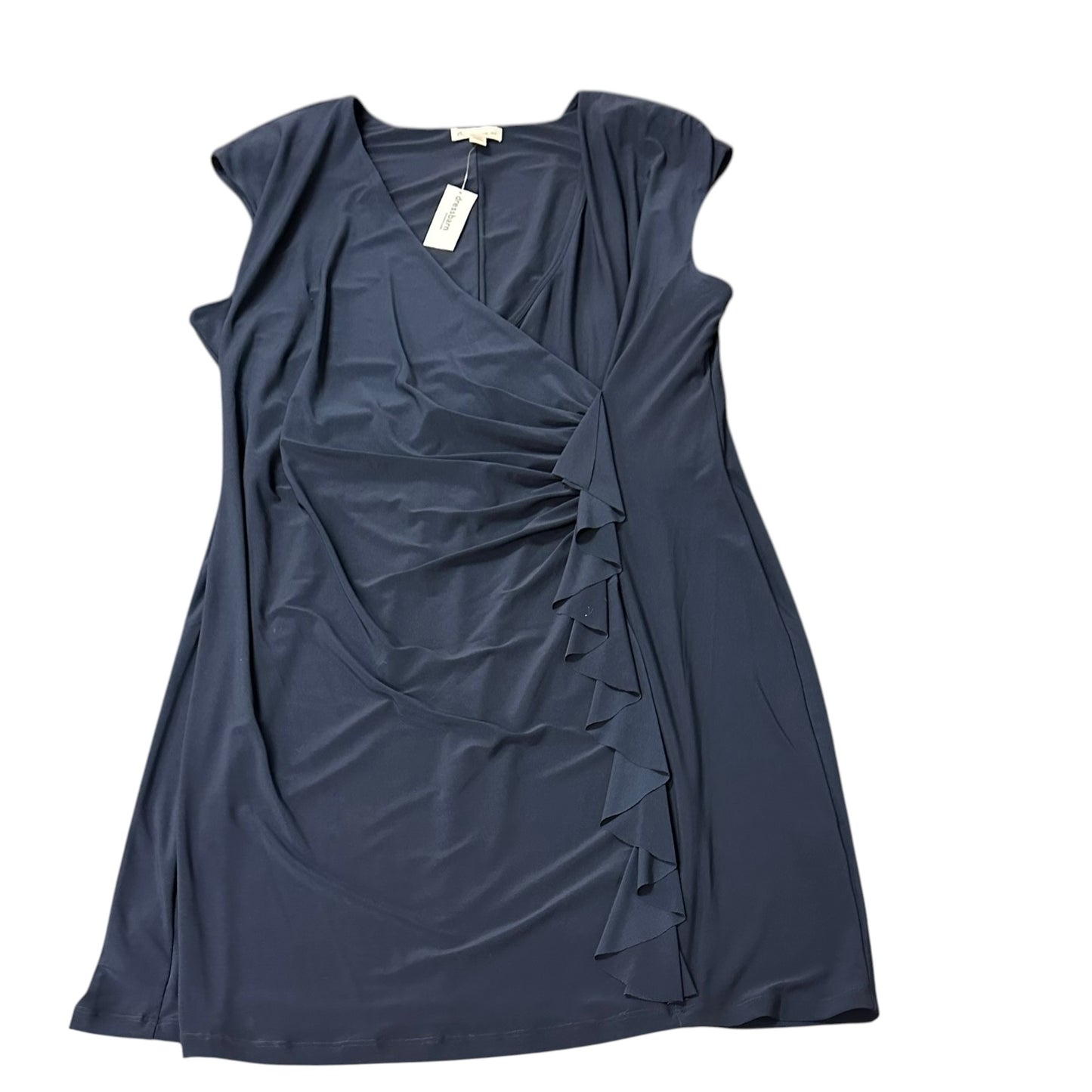 DRESSBARN NAVY RUCHED RUFFLE DRESS NWT 227 SZ 22