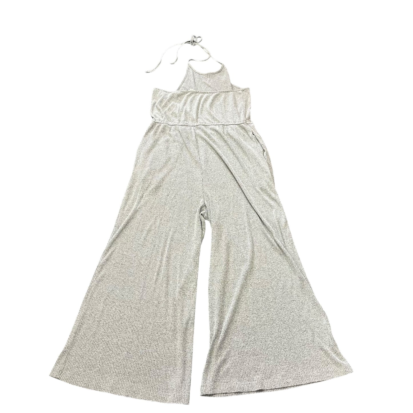 HEM & THREAD GRAY RIBBED WIDE LEG JUMPSUIT 100 LARGE