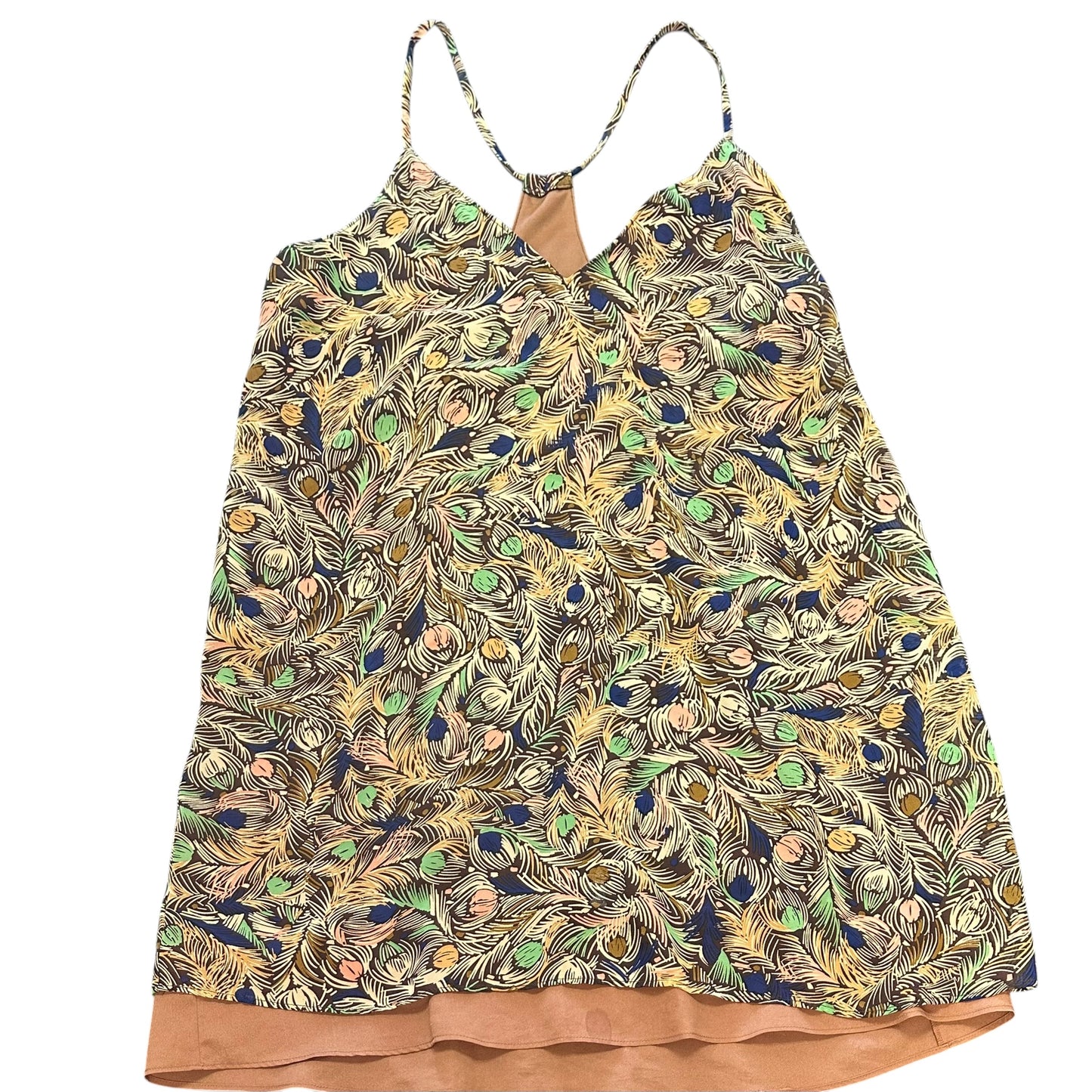 JUDITH MARCH BROWN FEATHER SLIP DRESS 158 LARGE (6/8)