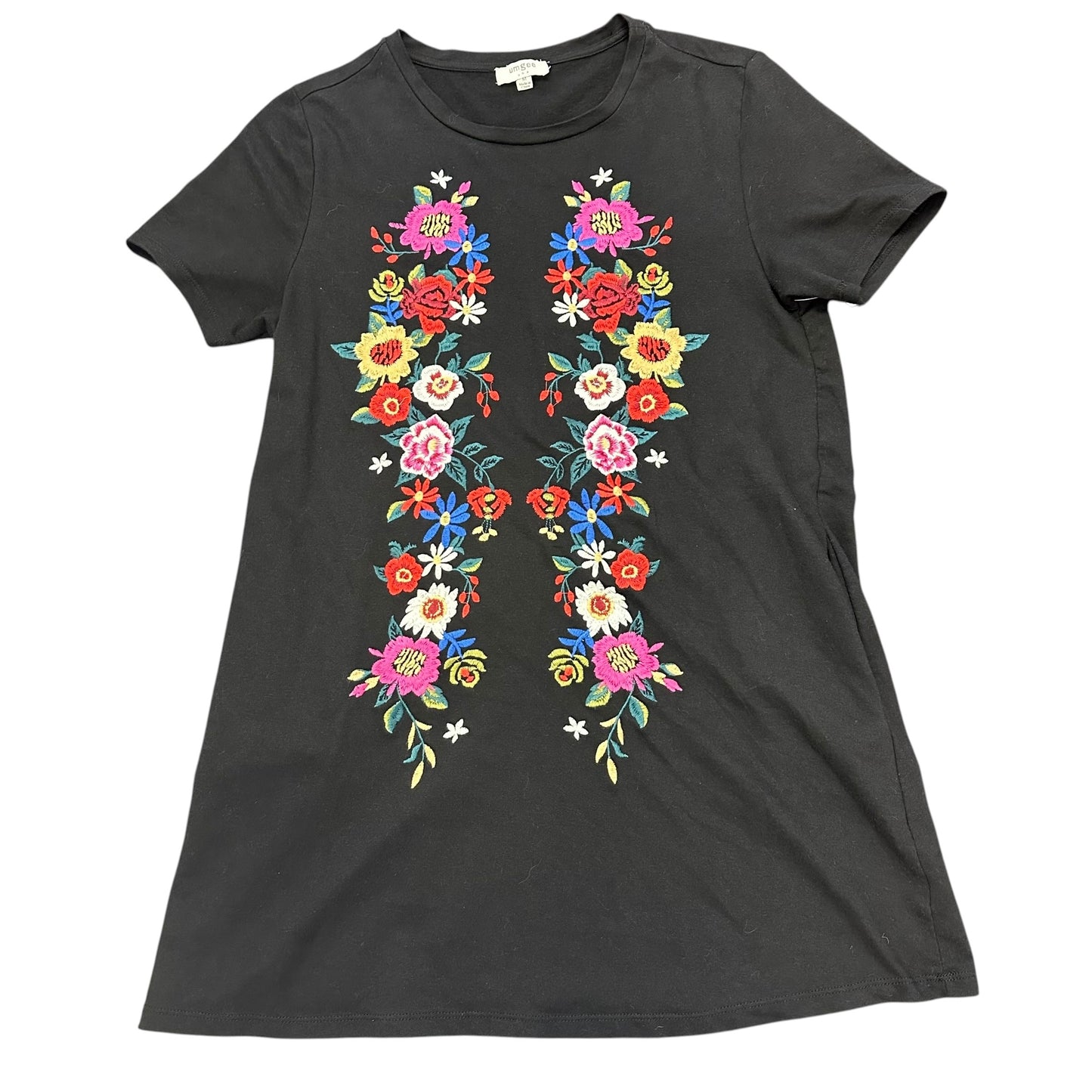 UMGEE BLACK FLORAL EMBROIDERED DRESS 171 MEDIUM
