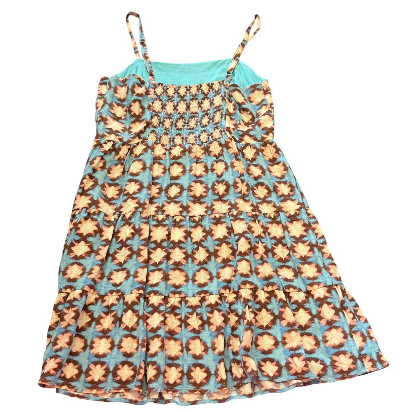 LOFT BROWN BLUE TIERED DRESS 100 SZ 10