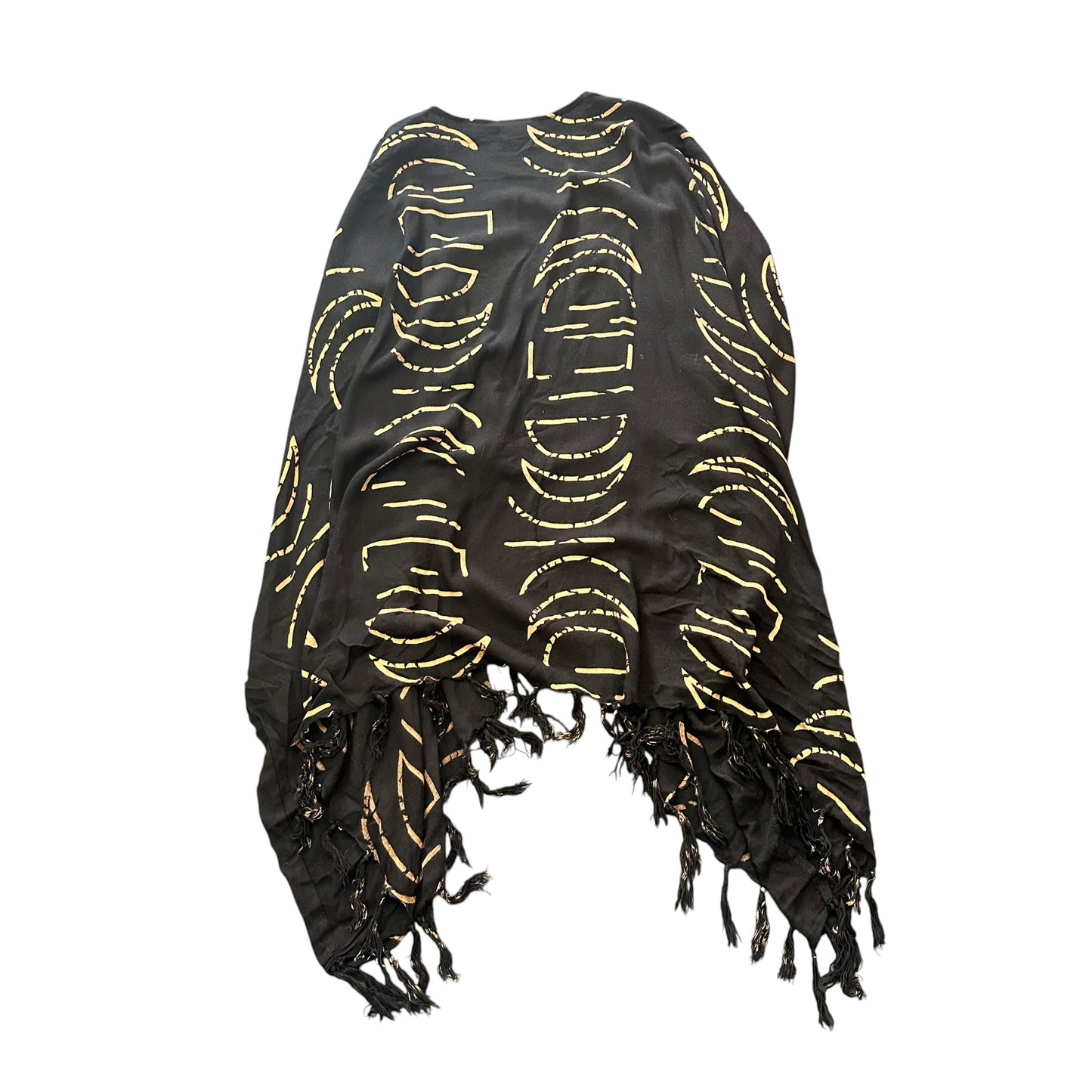 BLACK TAN KIMONO FRINGE 226 ONE SIZE