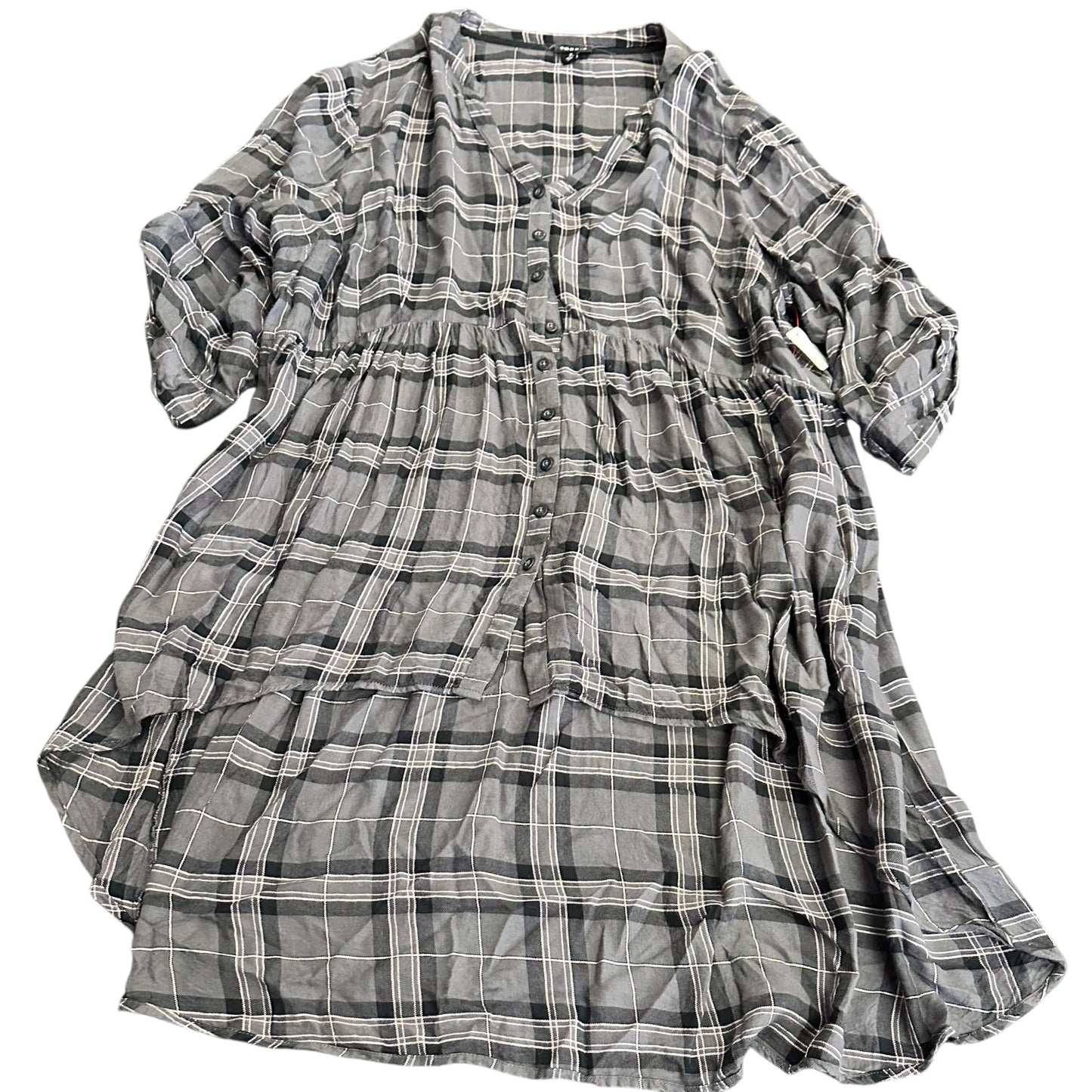 TORRID GRAY PLAID HIGH LOW BLOUSE 244 3X