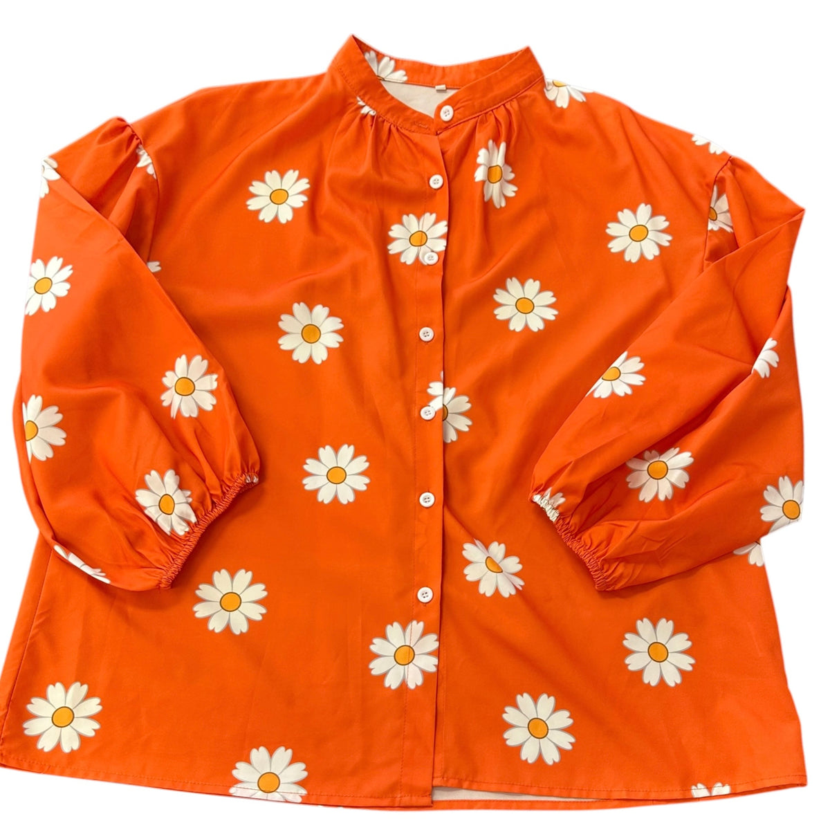 ORANGE FLORAL BUTTON UP BLOUSE 100 XXL