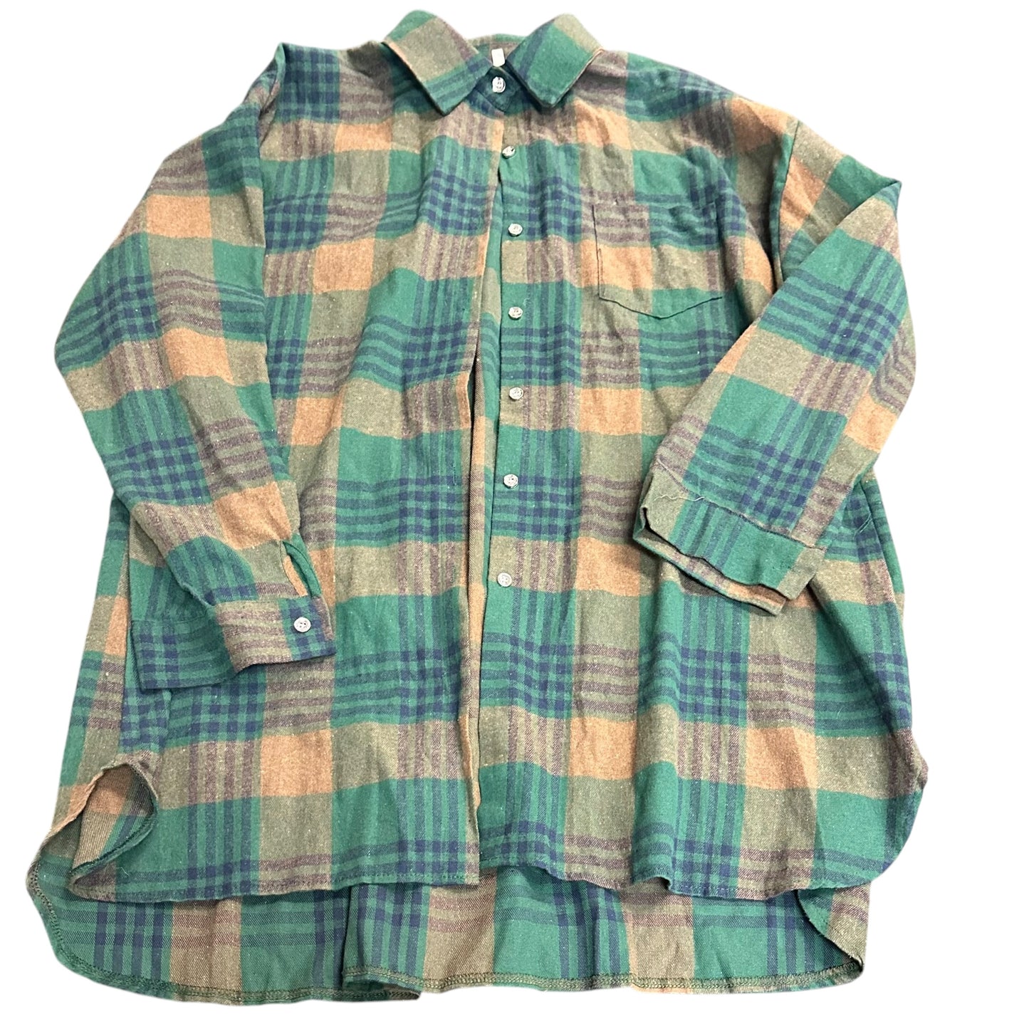GREEN TAN NAVY OVERSIZED FLANNEL 244 3X