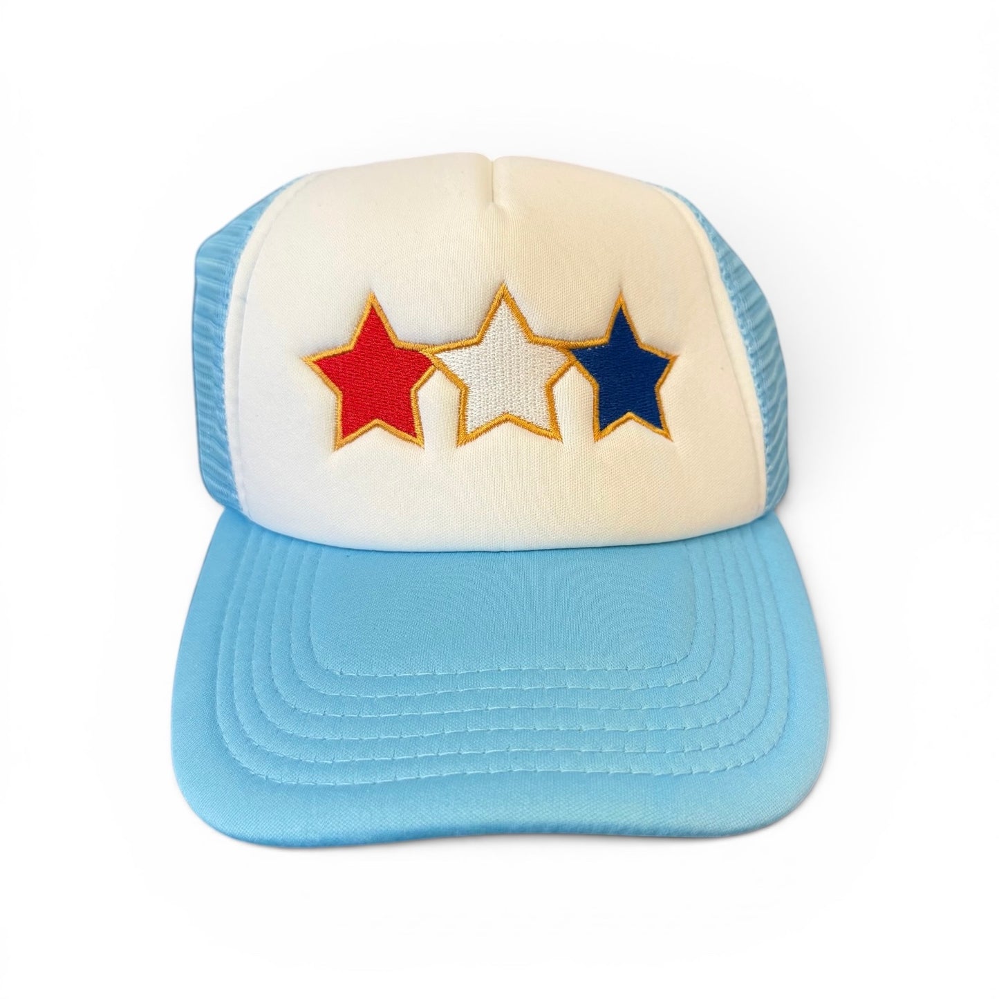 LIGHT BLUE TRUCKER CAP STARS