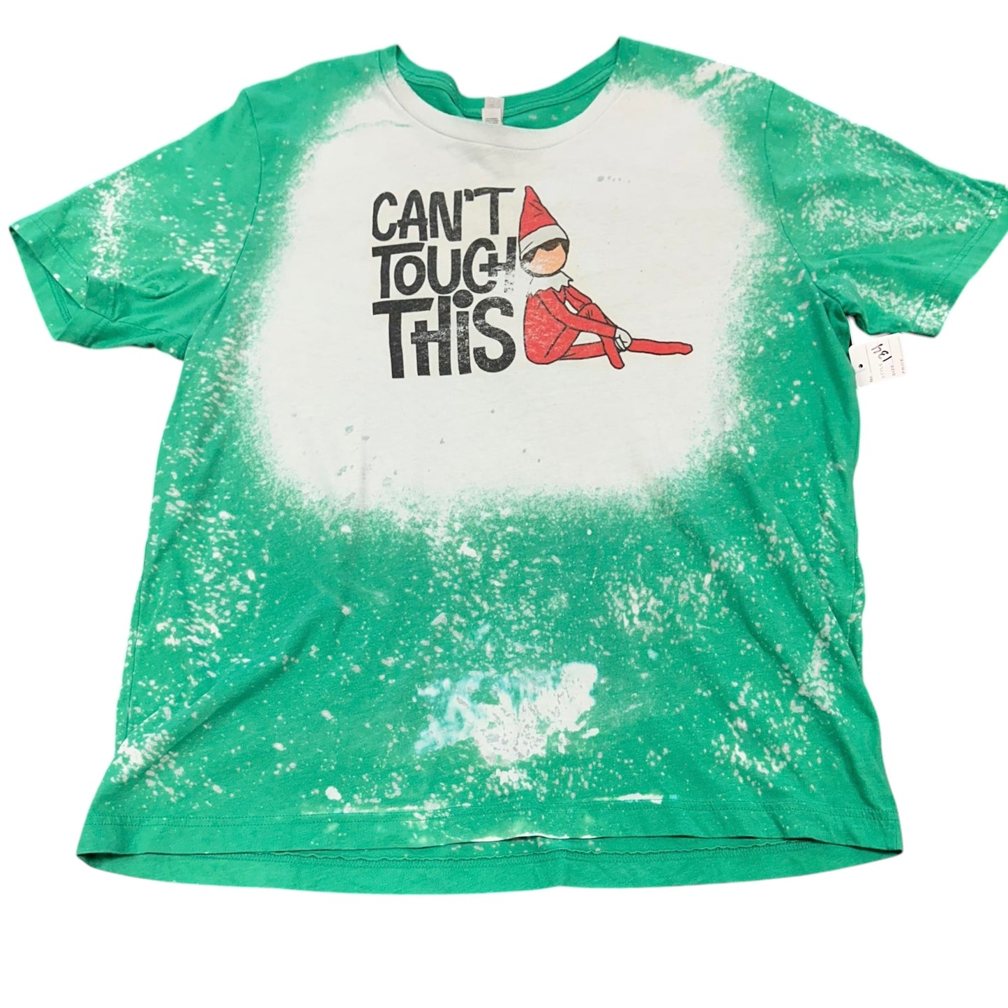 CAN'T TOUCH THIS CHRISTMAS ELF GREEN BLEACHED TSHIRT 134 XL