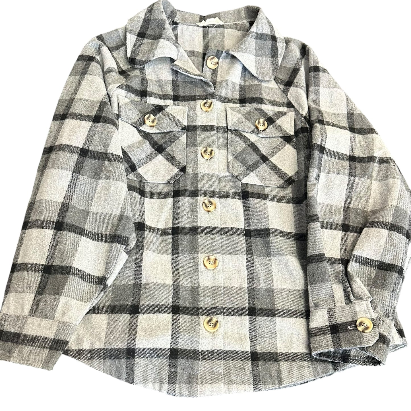 NEW IN GRAY PLAID SHACKET SHIRT JACKET 27 SMALL
