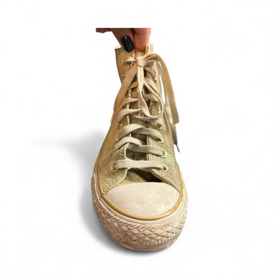 CONVERSE GOLD METALLIC HIGH TOP SNEAKERS SZ 8.5