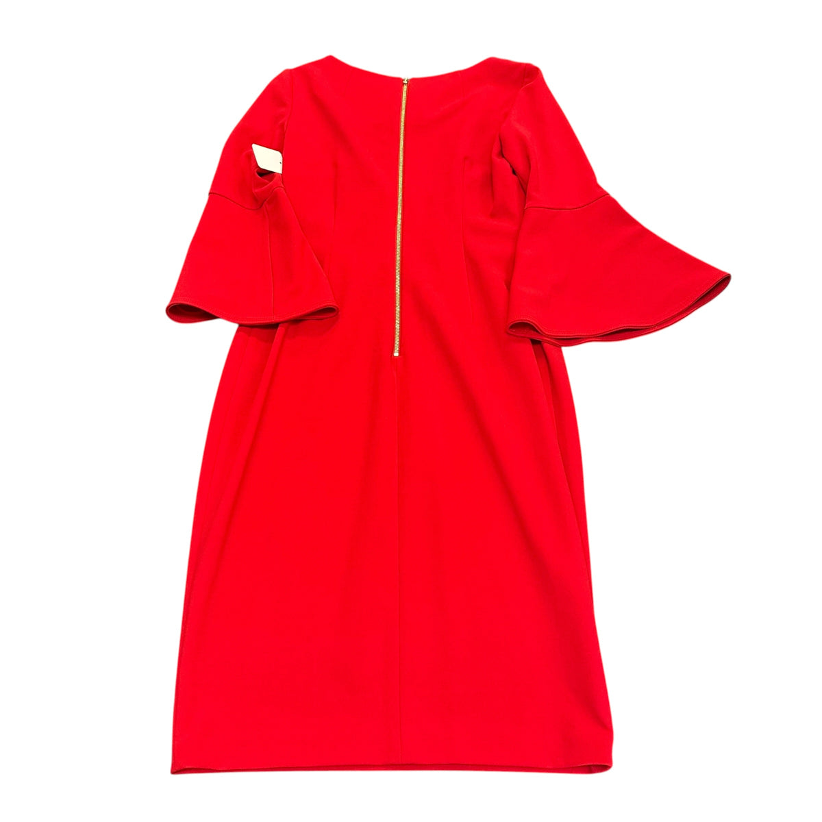 CALVIN KLEIN RED SHEATH DRESS BELL SLEEVES 38 SZ 2