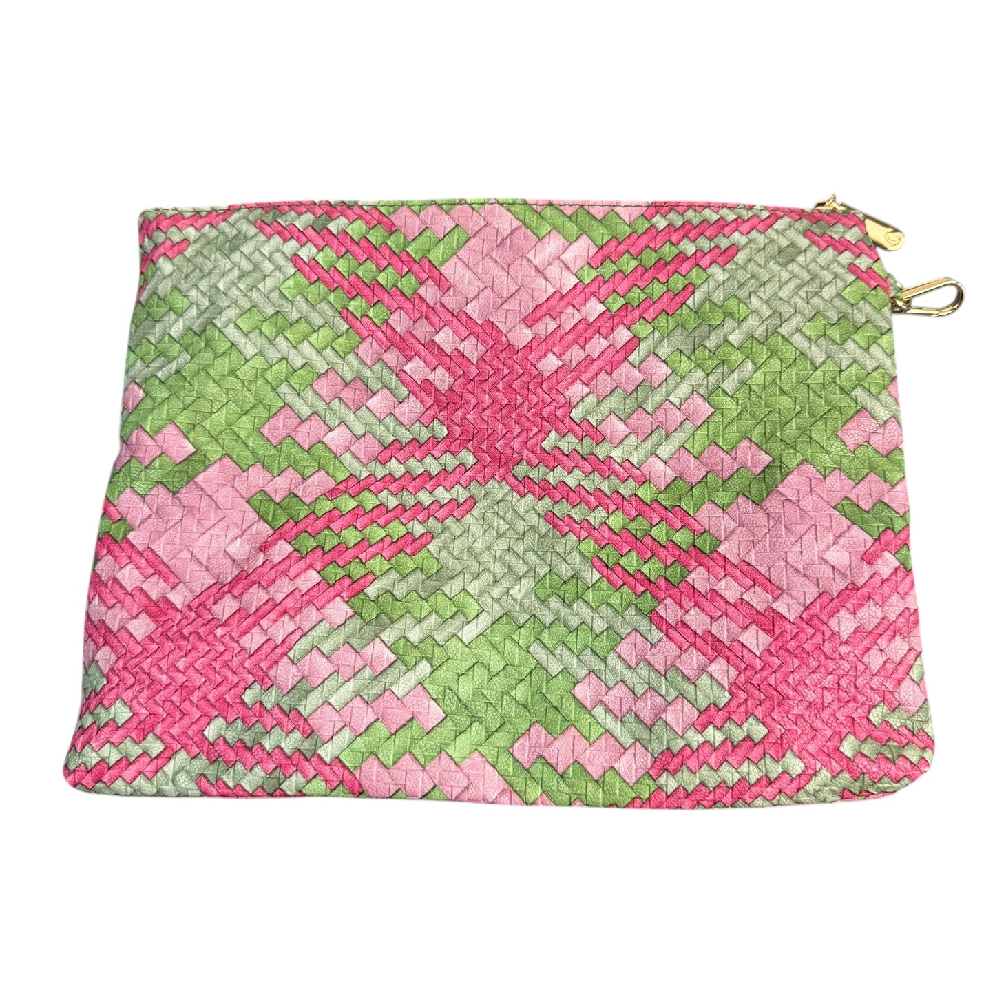 GREEN PINK WOVEN VINYL WRISTLET NWT 100