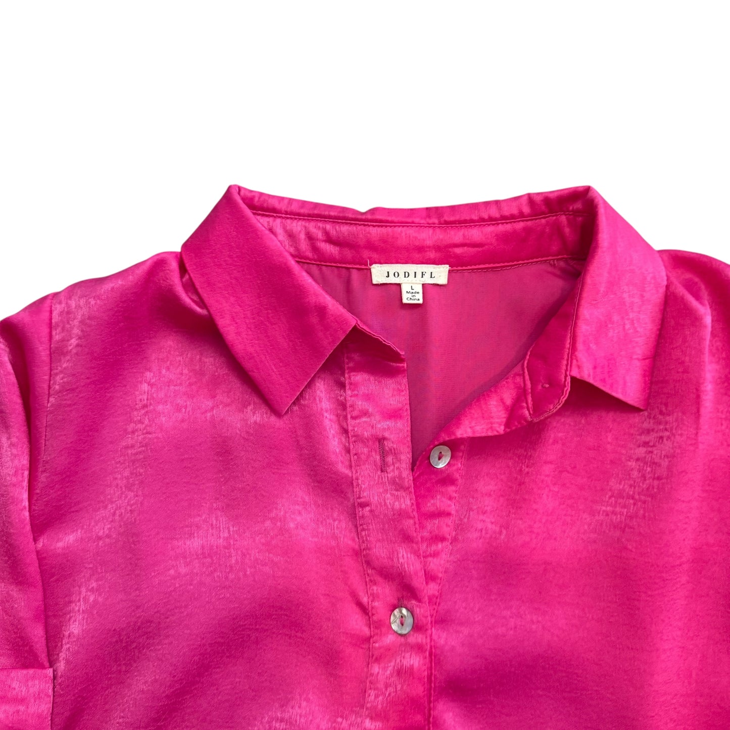 JODIFL PINK SATIN BUTTON UP DRESS 100 LARGE