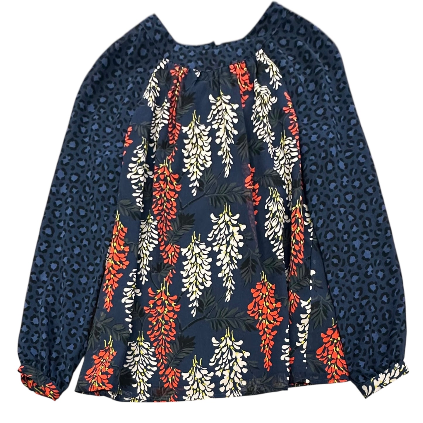 BODEN NAVY FLORAL BLOUSE 100 SZ 8