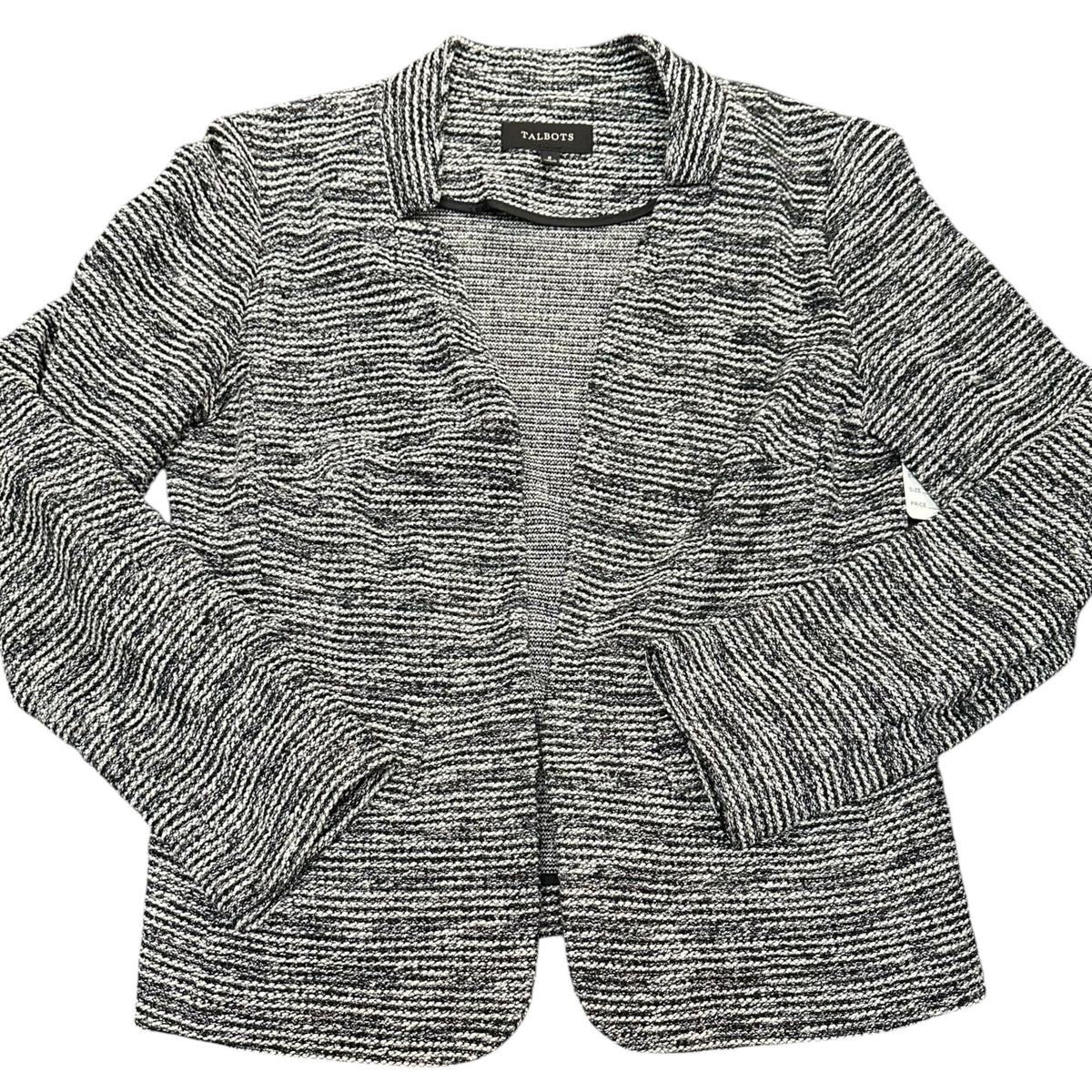 TALBOTS BLACK WHITE TWEED BLAZER 38 SZ 8