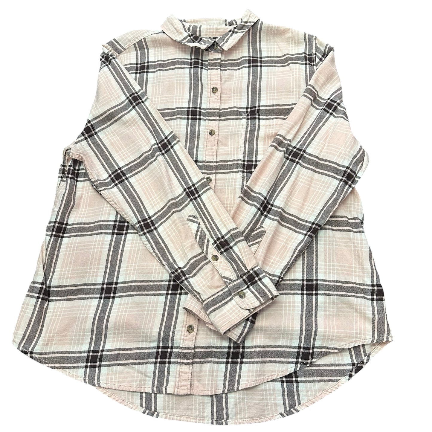 SO PEACH BROWN FLANNEL BUTTON UP 100 XXL