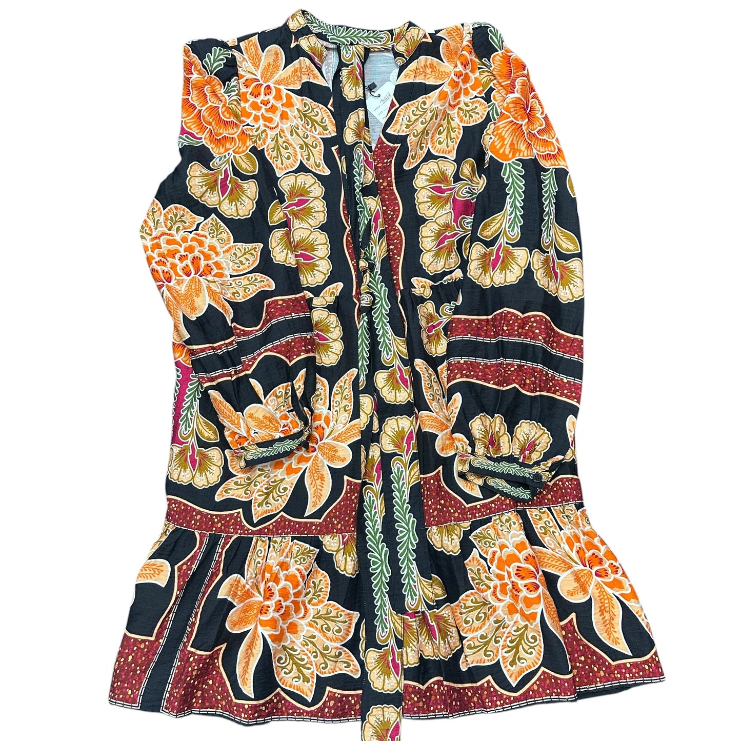 GIGIO BLACK FLORAL DRESS LONG SLEEVE NWT 100 SMALL