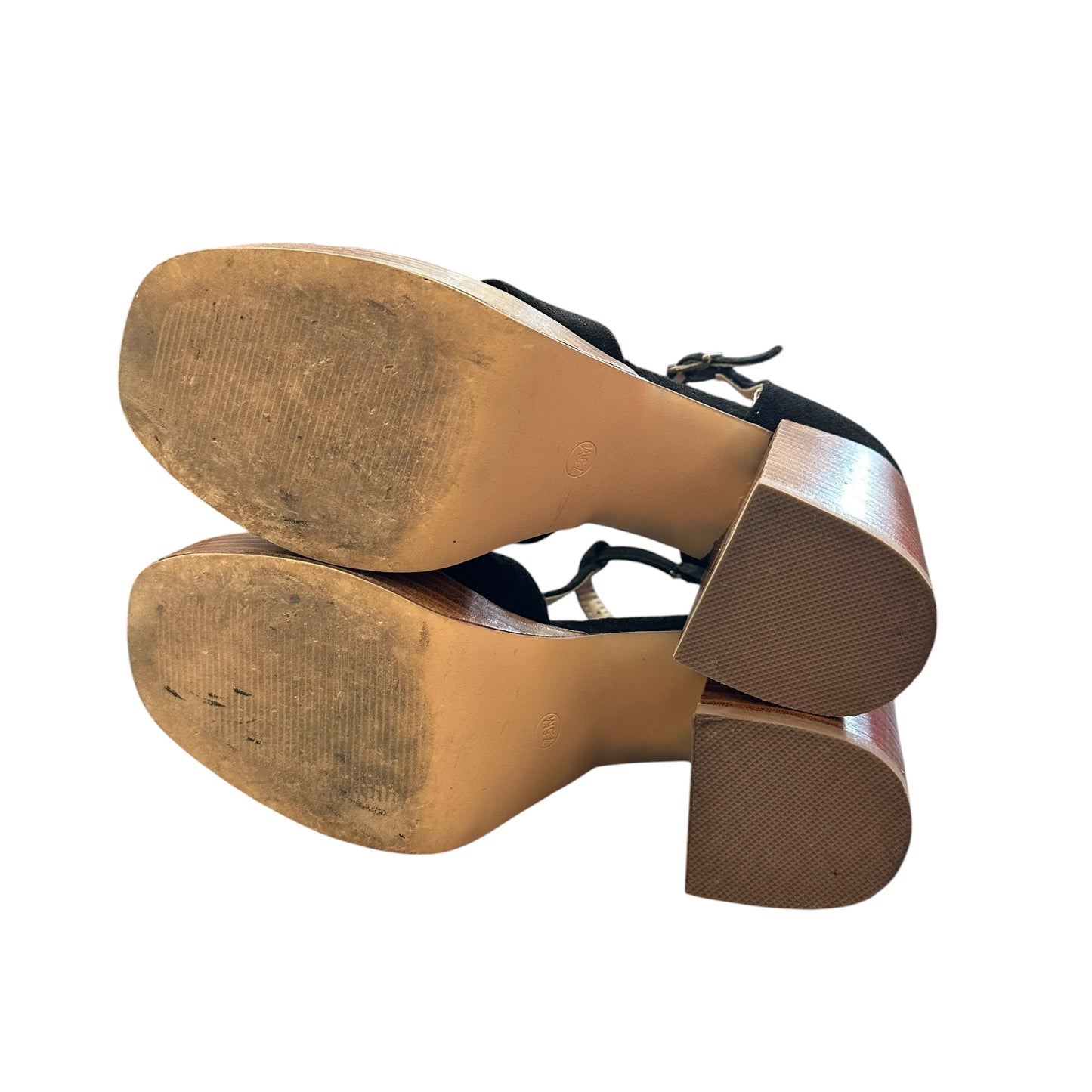 HOUSE OF HARLOW BLACK PLATFORM WOODEN HEELS 84 SZ 7.5