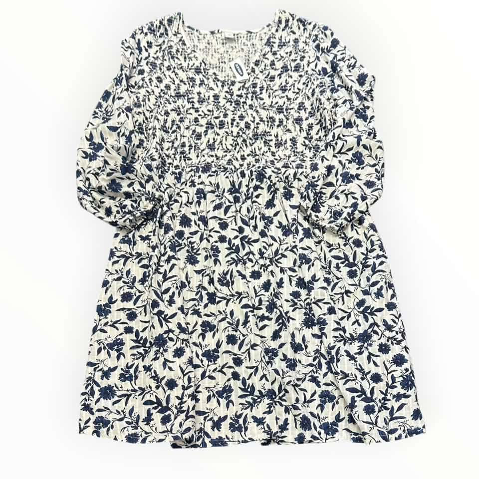 OLD NAVY WHITE NAVY FLORAL SMOCKED DRESS 292 NWT 2X