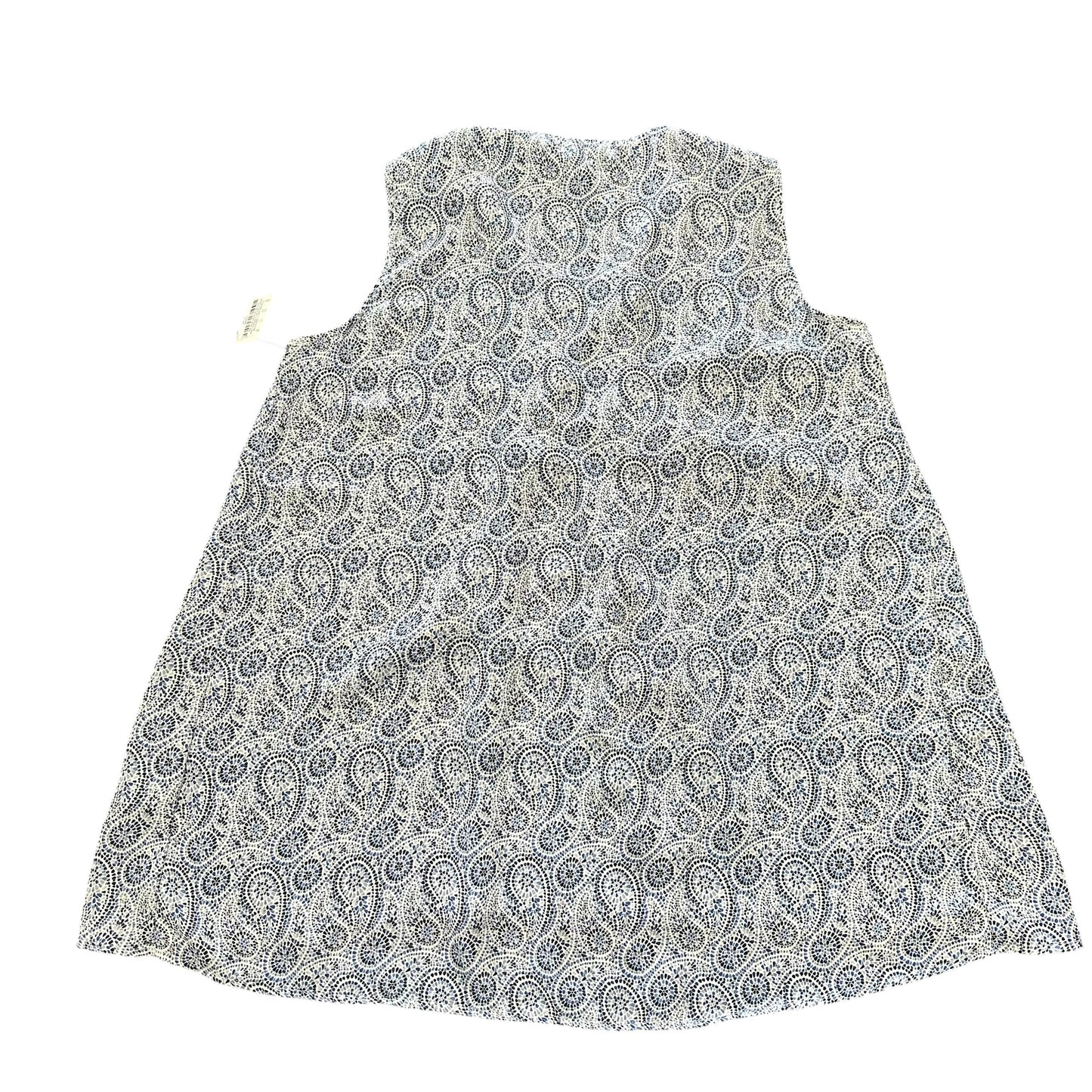 FEVER WHITE BLUE PATTERNED SLEEVLESS BLOUSE 100 SMALL