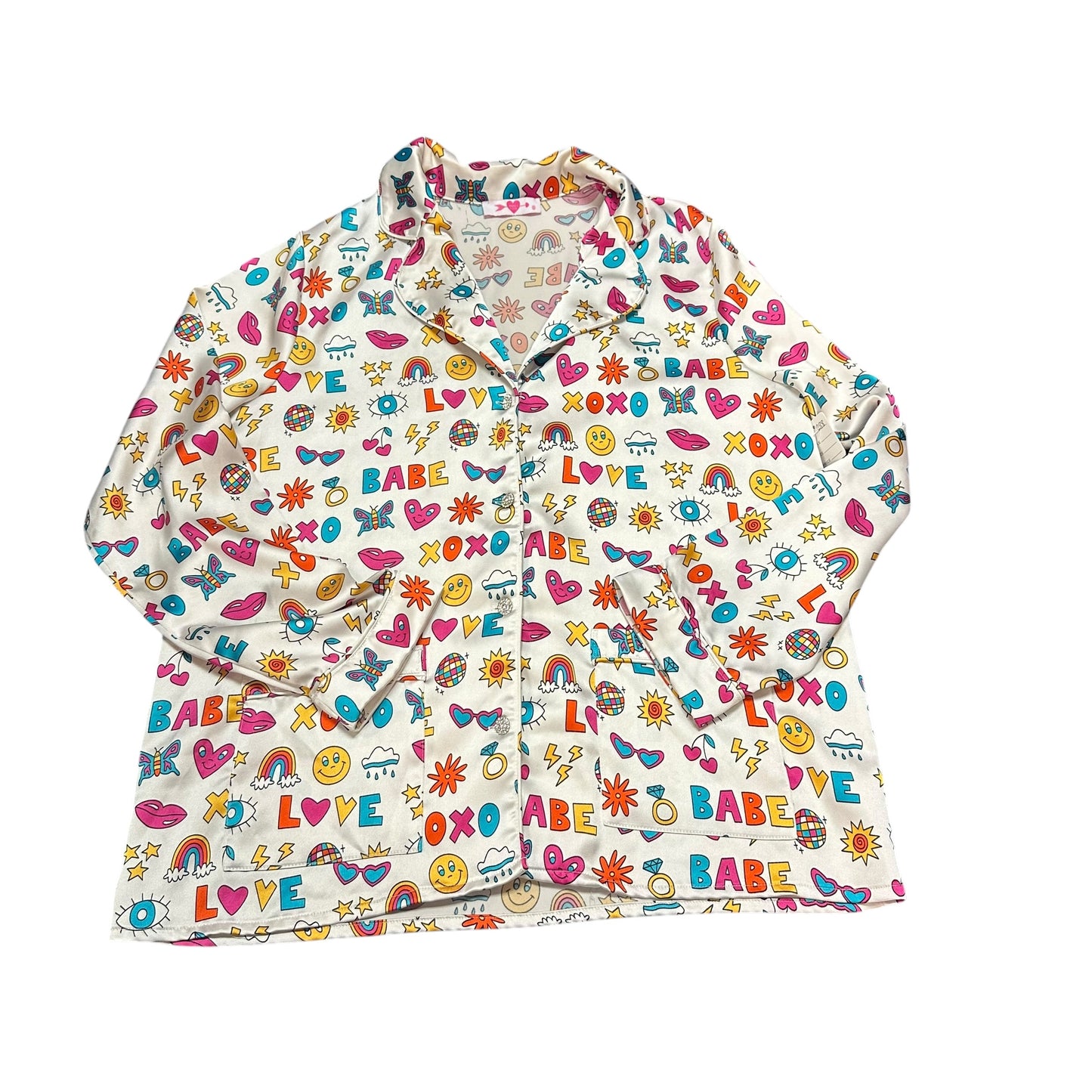 BUDDY LOVE WHITE SATIN DOPAMINE PAJAMA SET 288 MEDIUM