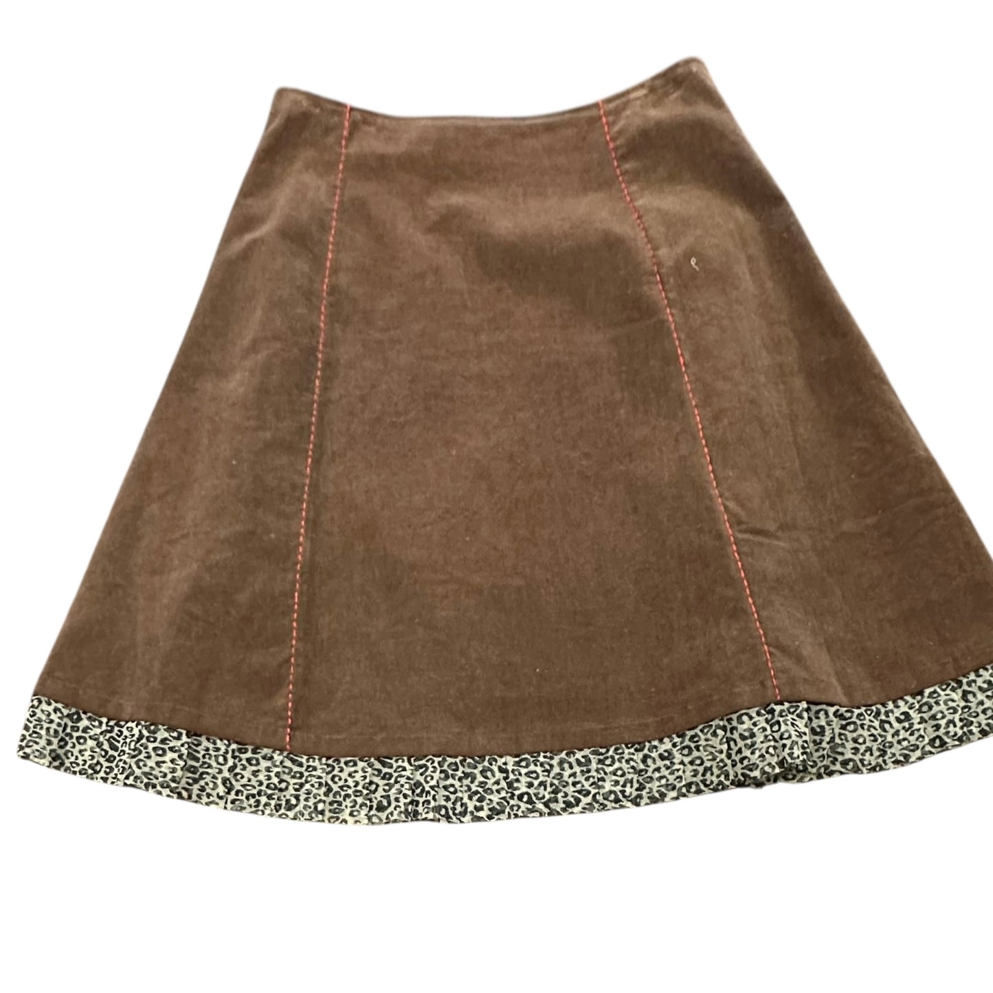 BASIL AND MAUDE BROWN EMBROIDERED A-LINE SKIRT 241 SZ 6