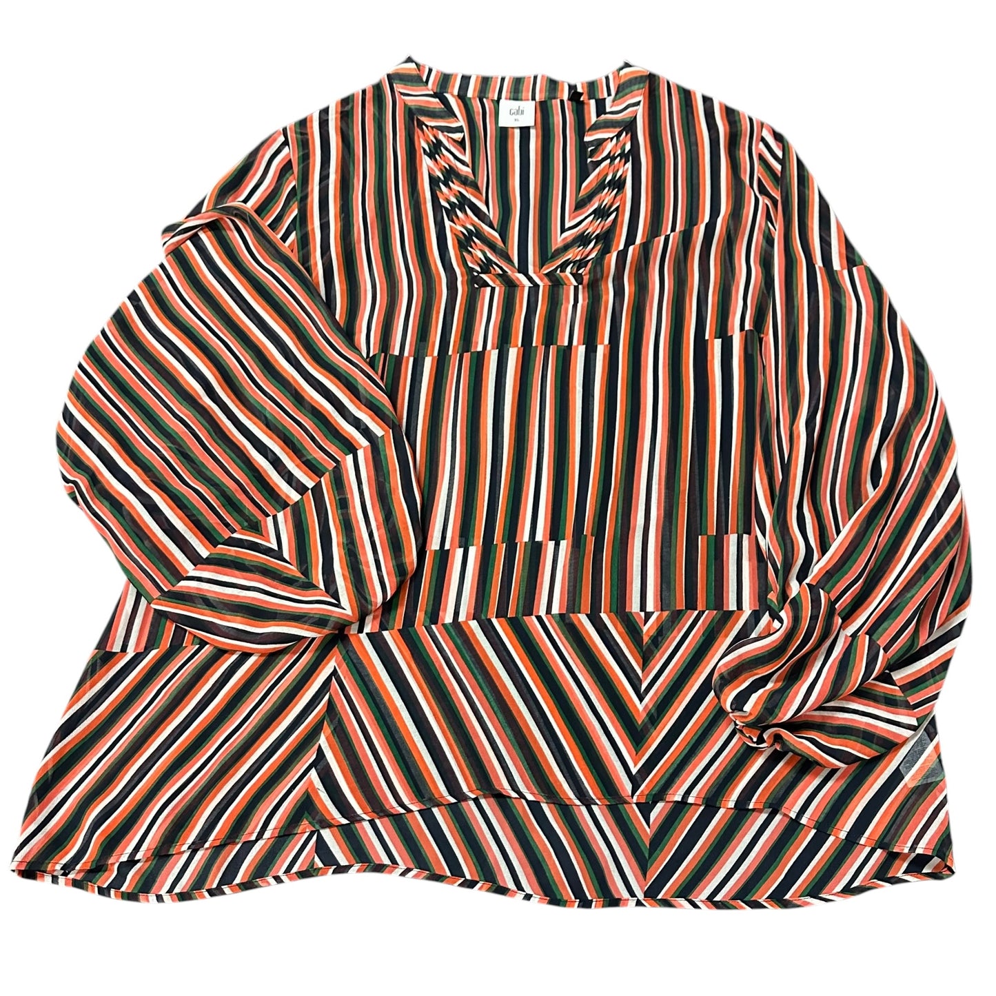 CABI SEMI SHEER STRIPED BLOUSE 262 XL
