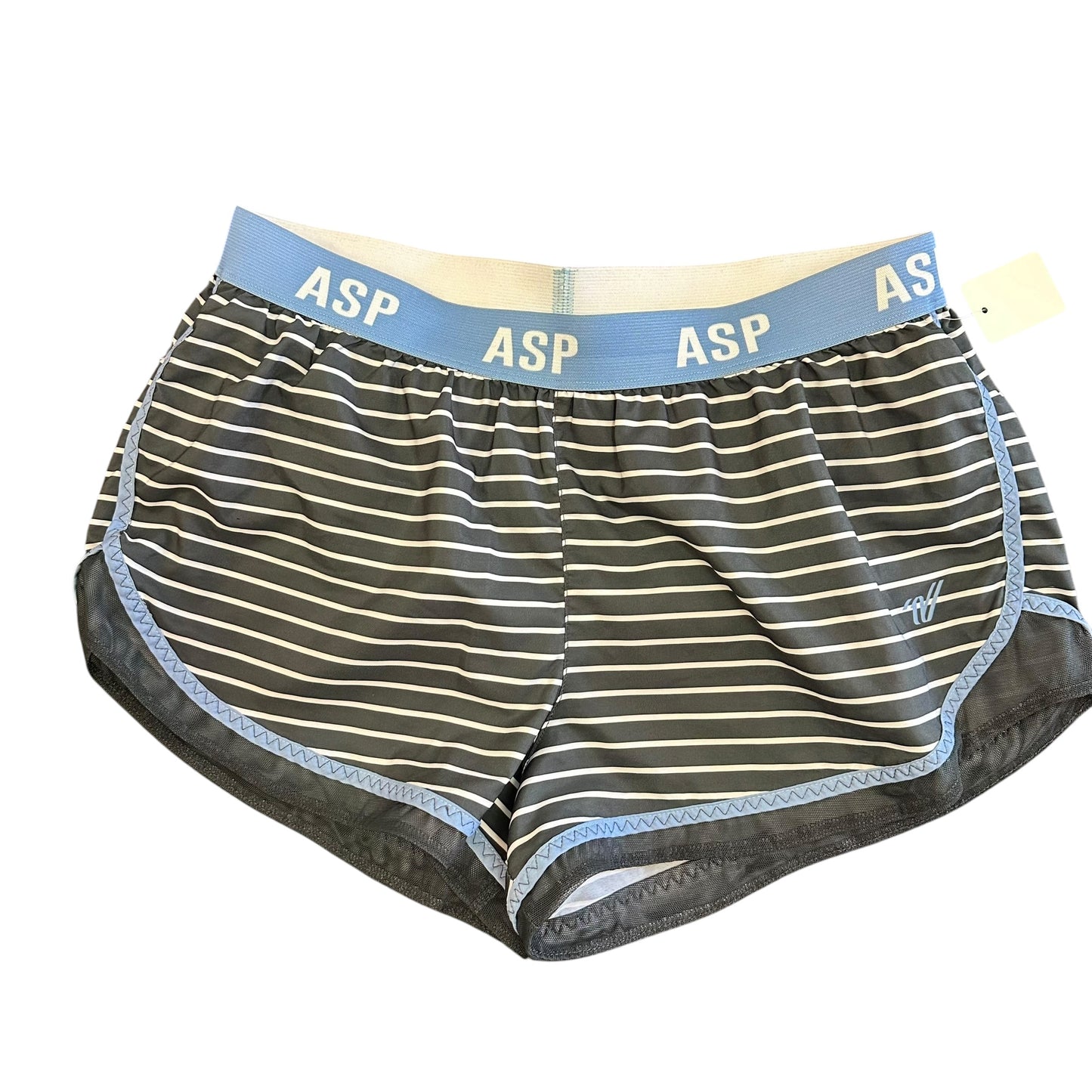 VARSITY SPIRIT GRAY WHITE STRIPED ATHLETIC SHORTS LINER 285 MEDIUM