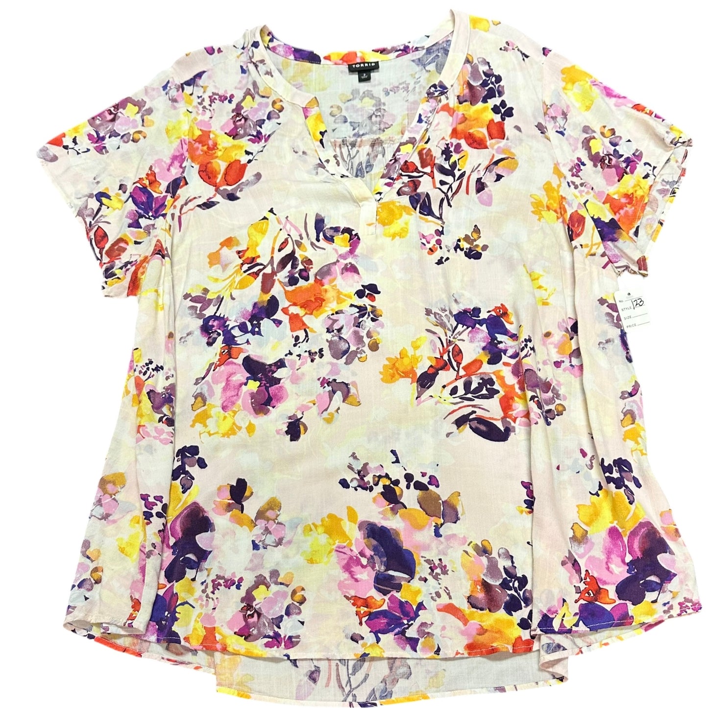 TORRID BEIGE FLORAL BLOUSE 123 SZ 2X