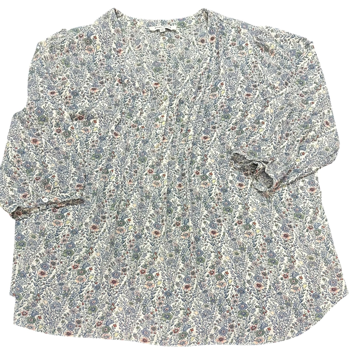 ROSE & OLIVE BLUE FLORAL BLOUSE 227 2X