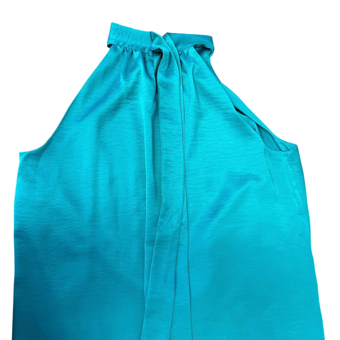 LOFT TEAL SATIN HIGH NECK SLEEVELESS DRESS NWT 53 XXL