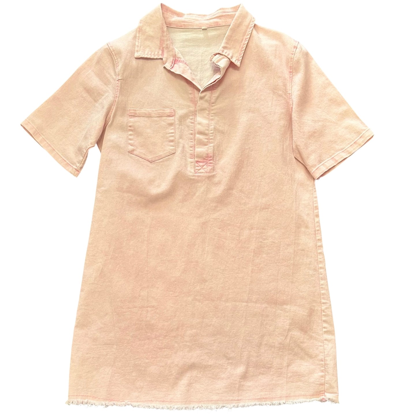 PINK DENIM COLLARED DRESS 112 LARGE