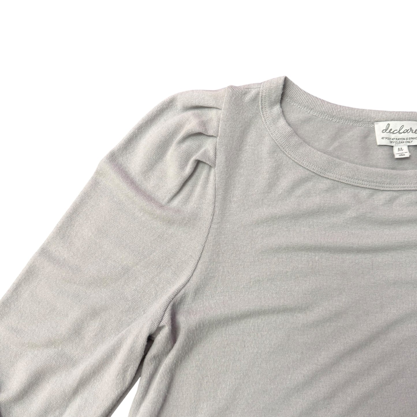DECLARE GRAY SWEATER PLEATED PUFF SHOULDERS 249 MEDIUM
