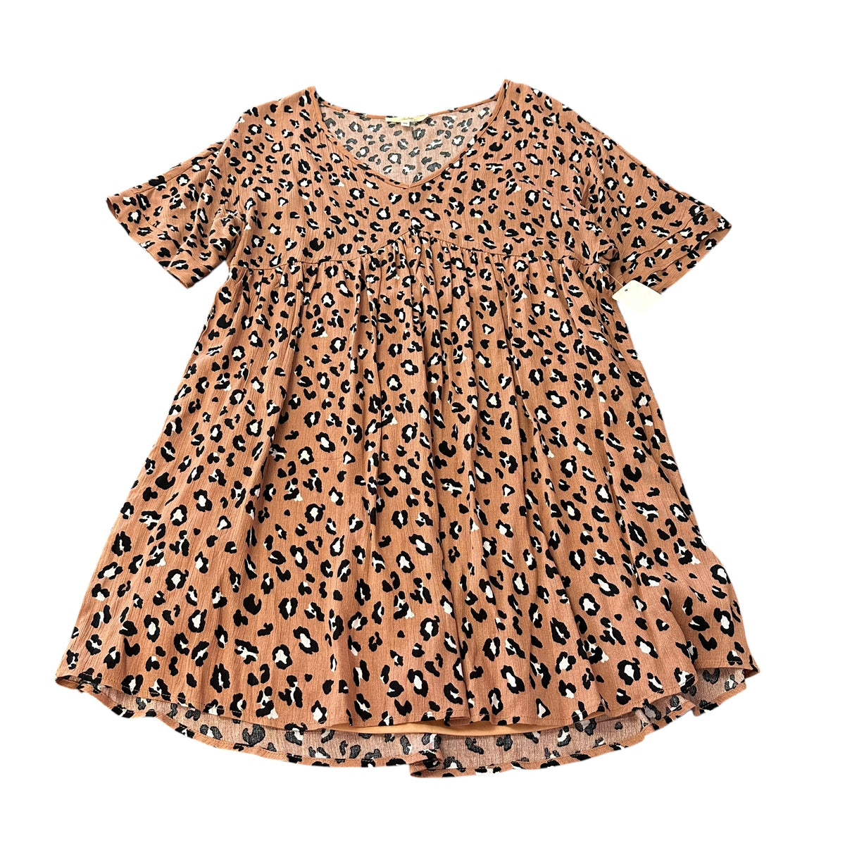 ANDREE BROWN ANIMAL PRINT GAUZE DRESS 82 MEDIUM