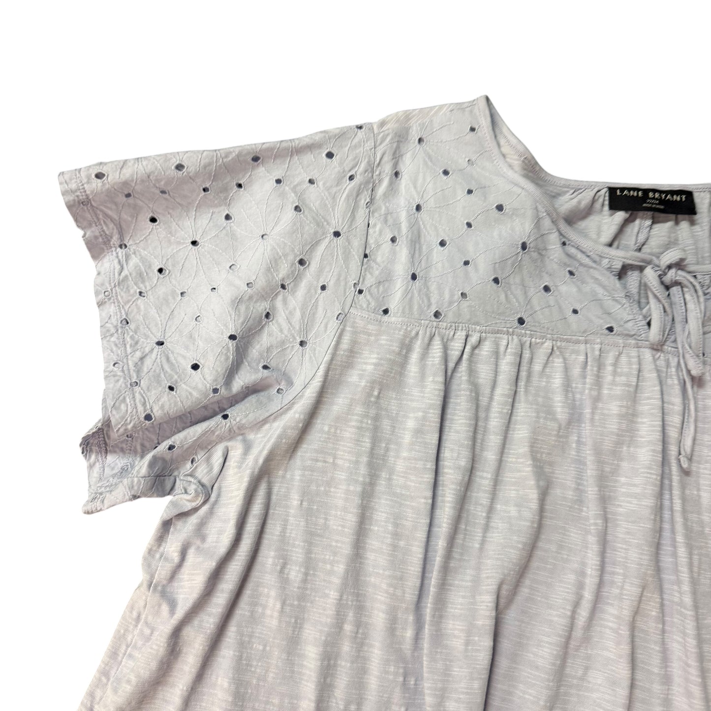 LANE BRYANT LILAC PURPLE EYELET SHORT SLEEVE BLOUSE 123 SZ 22/24