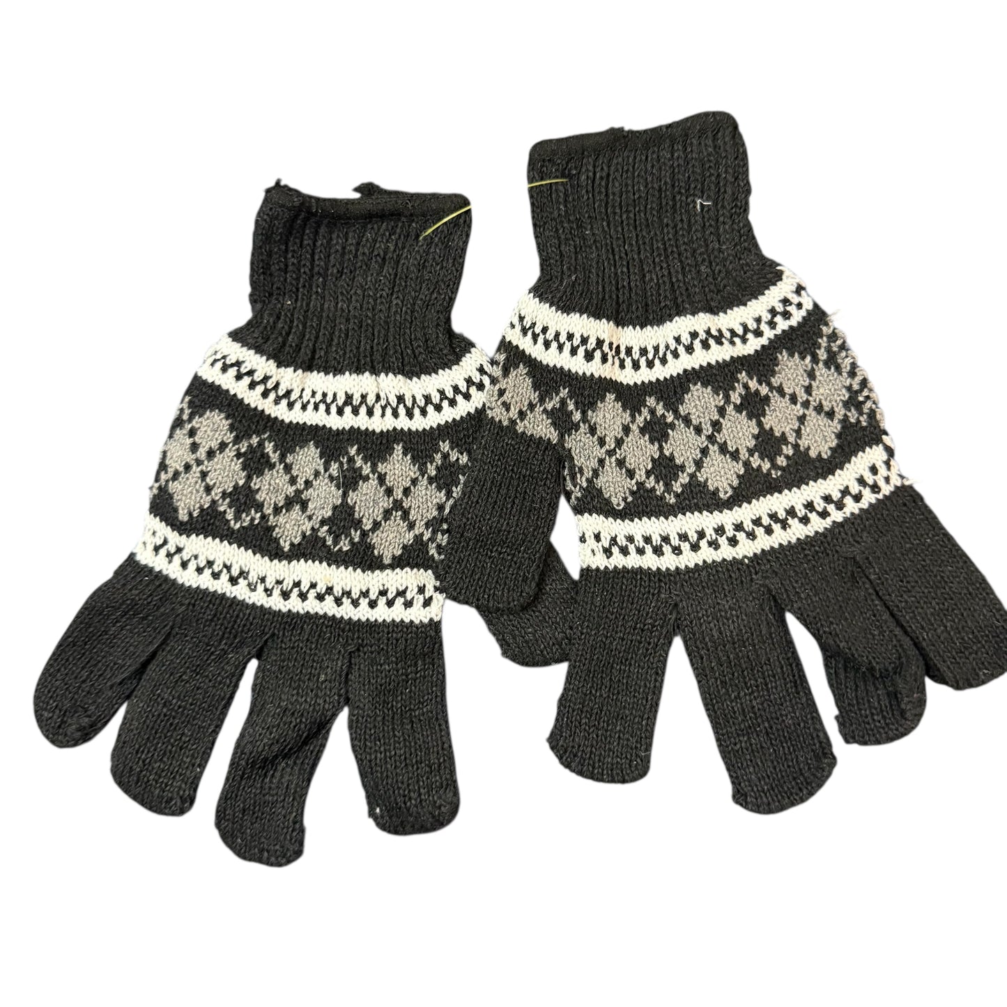 BLACK GRAY KNIT GLOVES 227